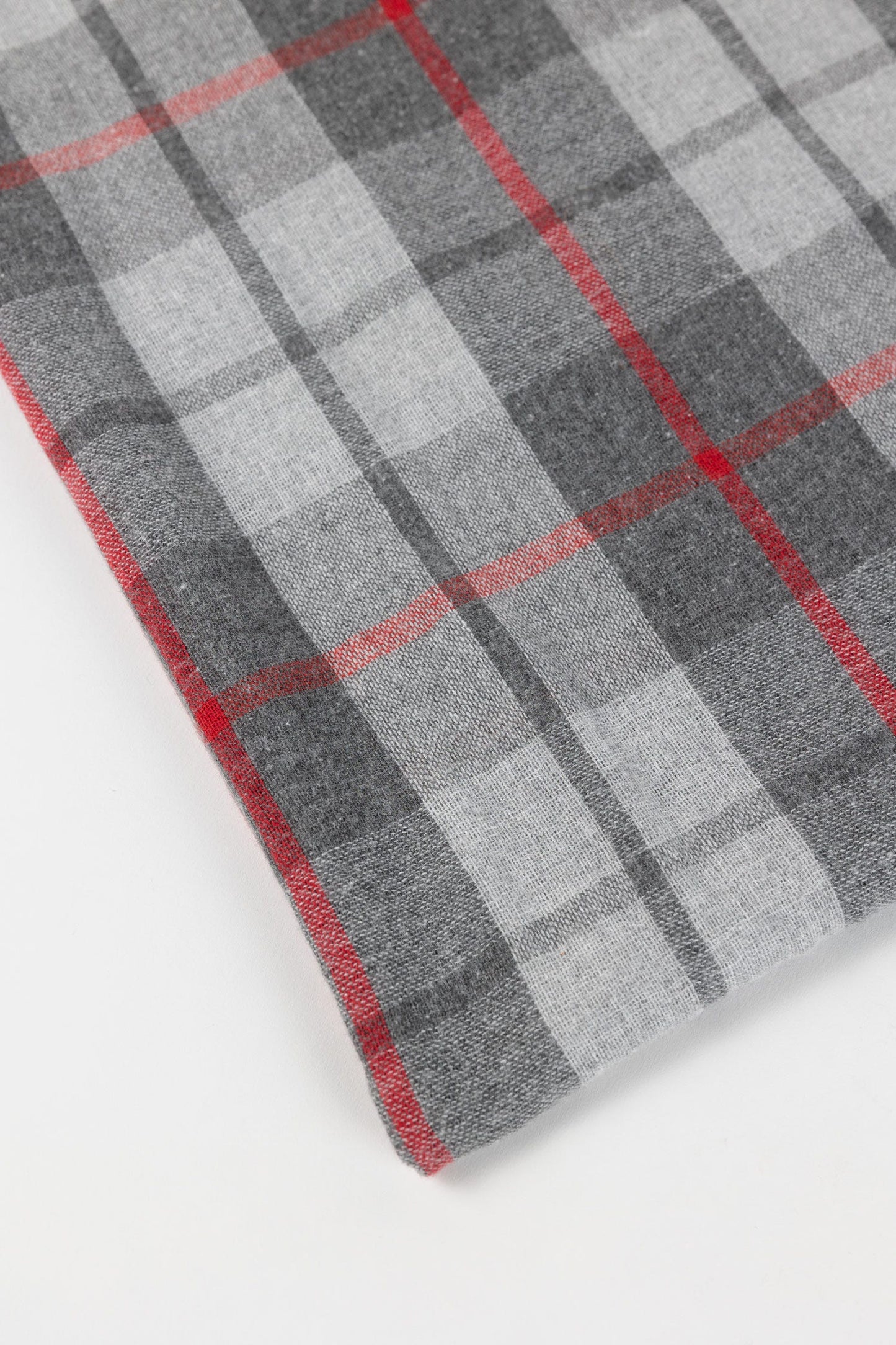 Scarf plaid cotton/polyester 78x28 gray/red