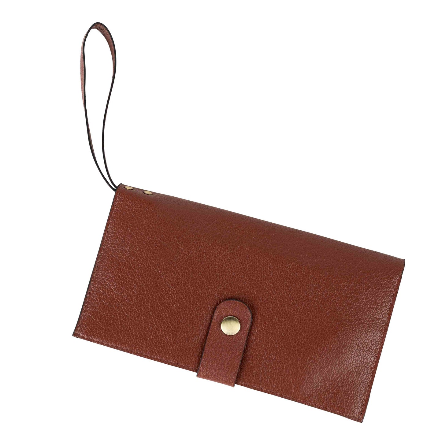 Wallet w/strap leather 8Lx4 rust/brass