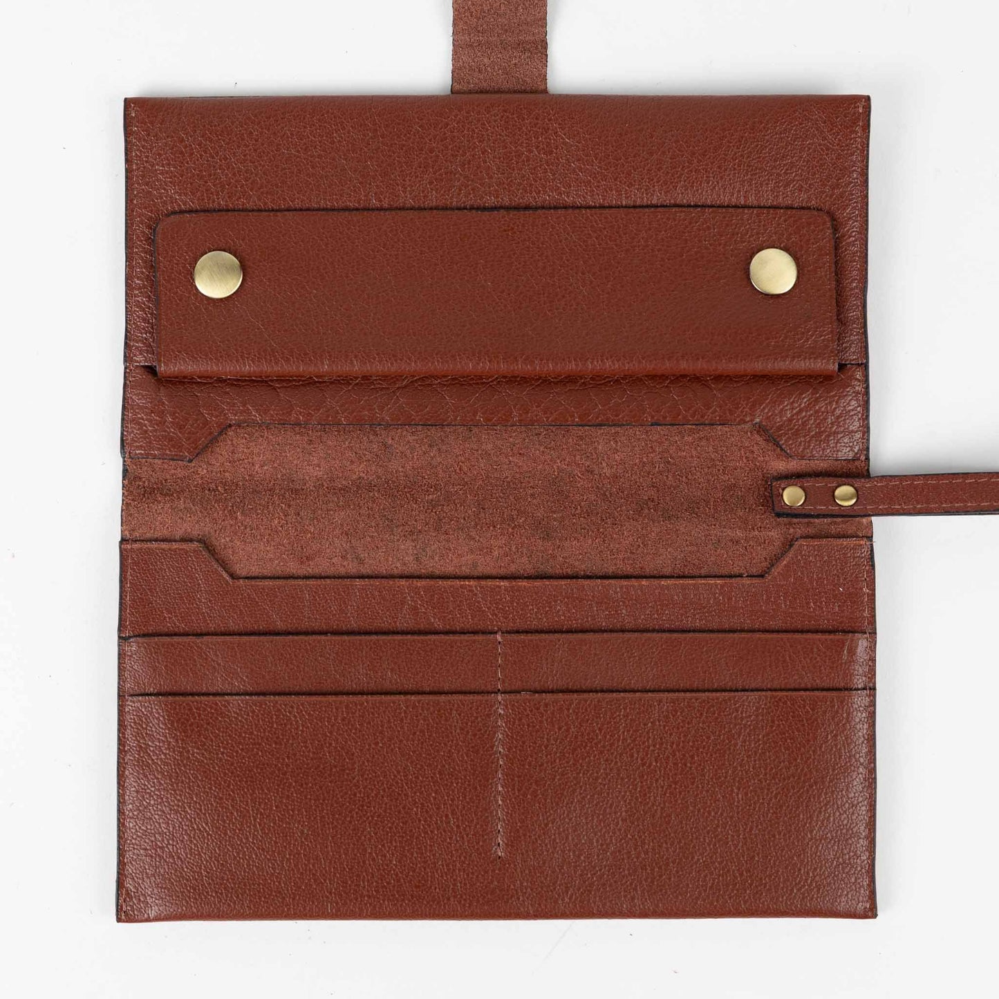 Wallet w/strap leather 8Lx4 rust/brass