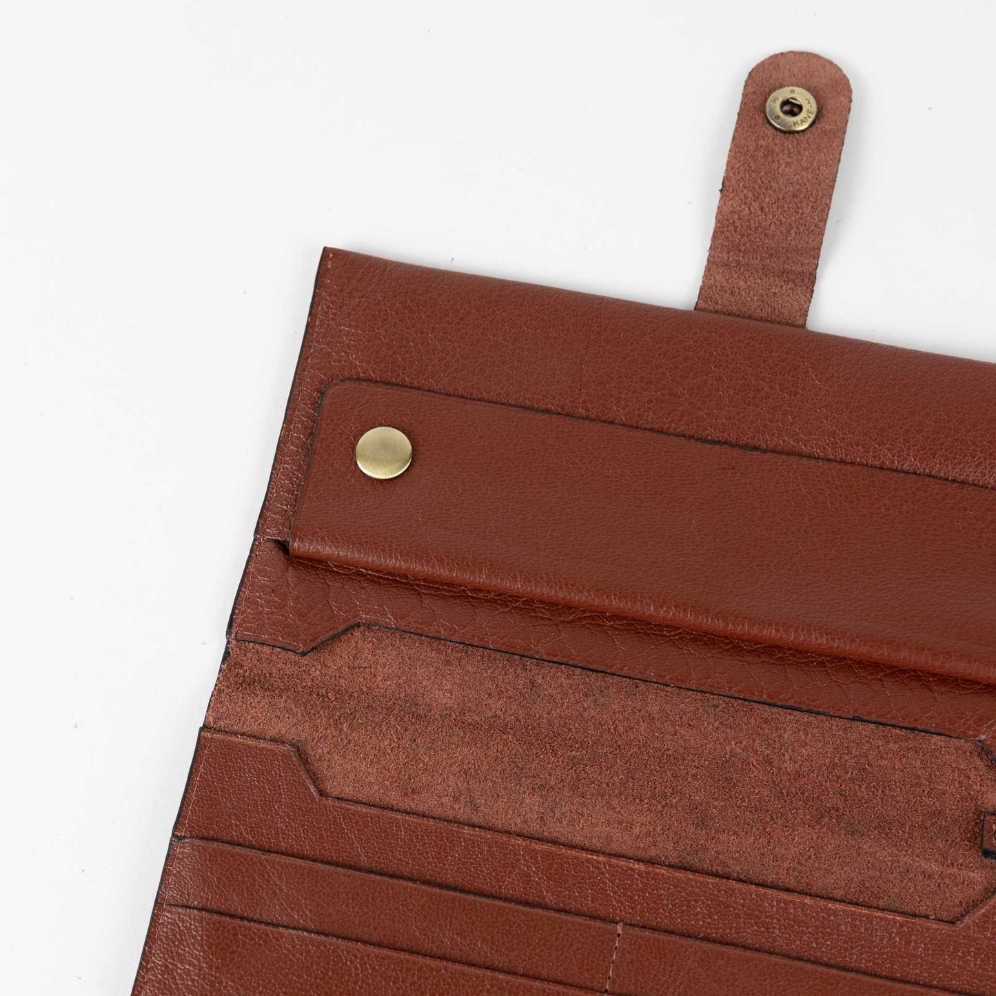 Wallet w/strap leather 8Lx4 rust/brass
