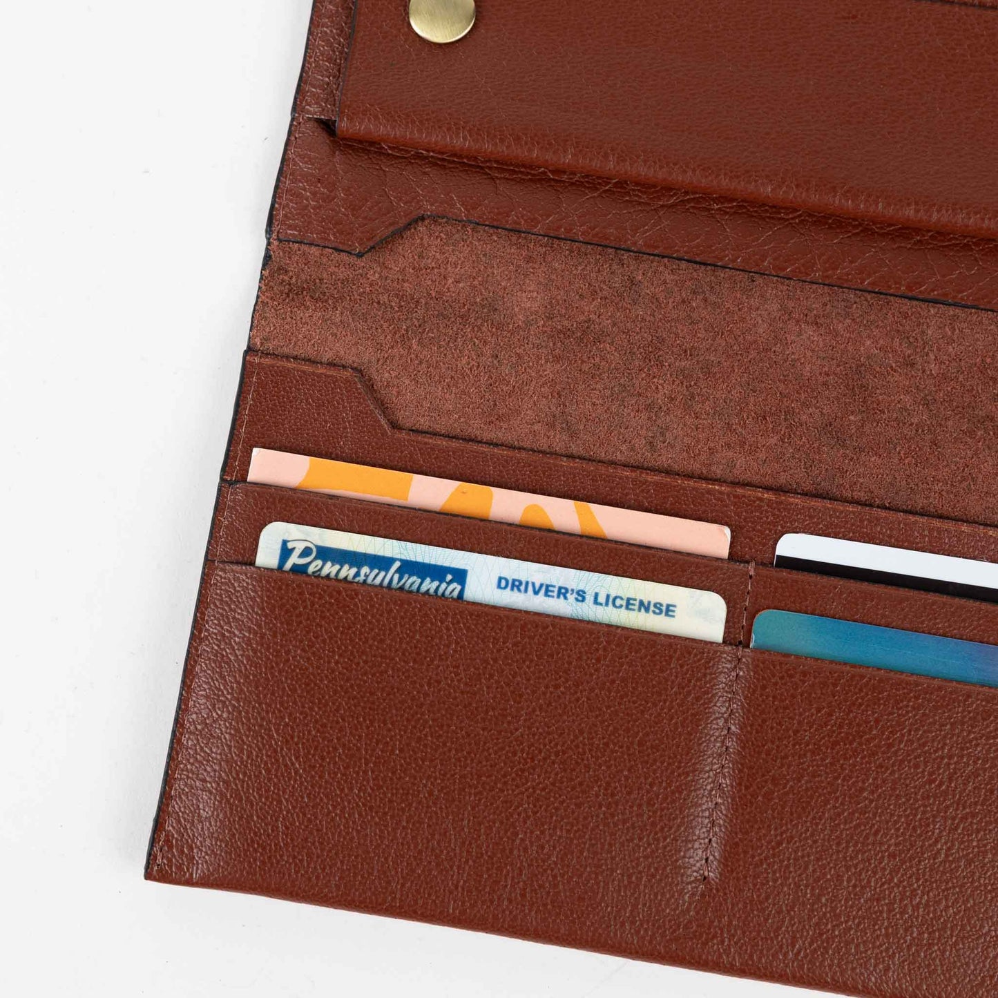 Wallet w/strap leather 8Lx4 rust/brass