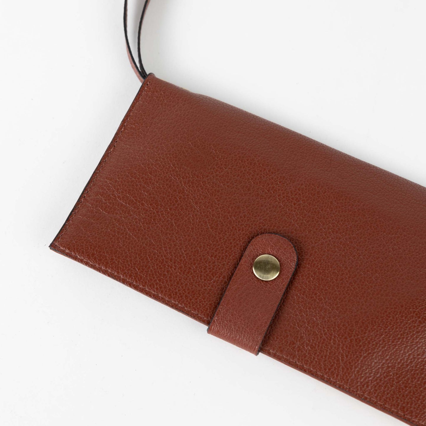 Wallet w/strap leather 8Lx4 rust/brass