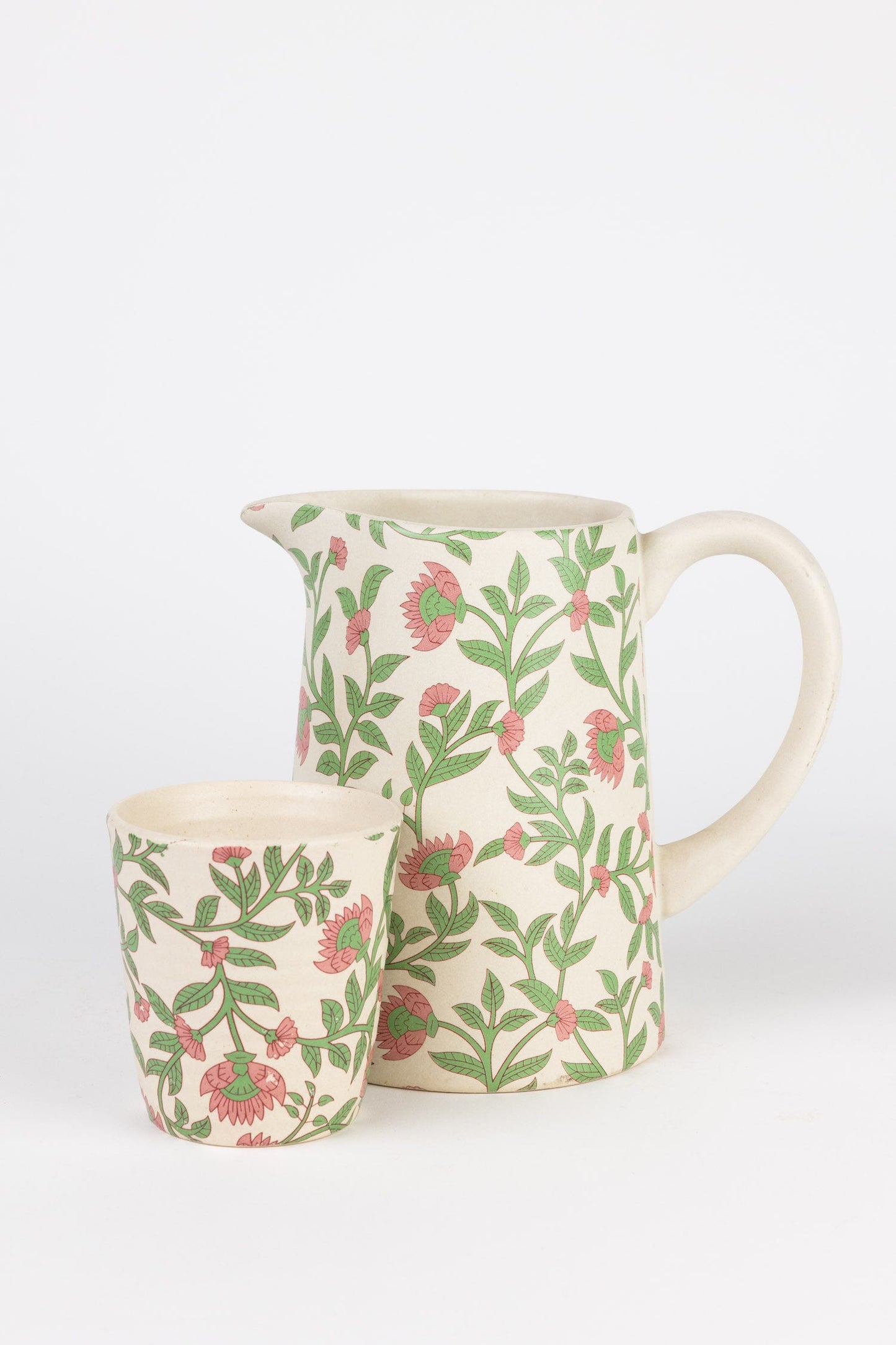 Tumbler blooming vines cer 3.5Dx4H crm/grn/rose
