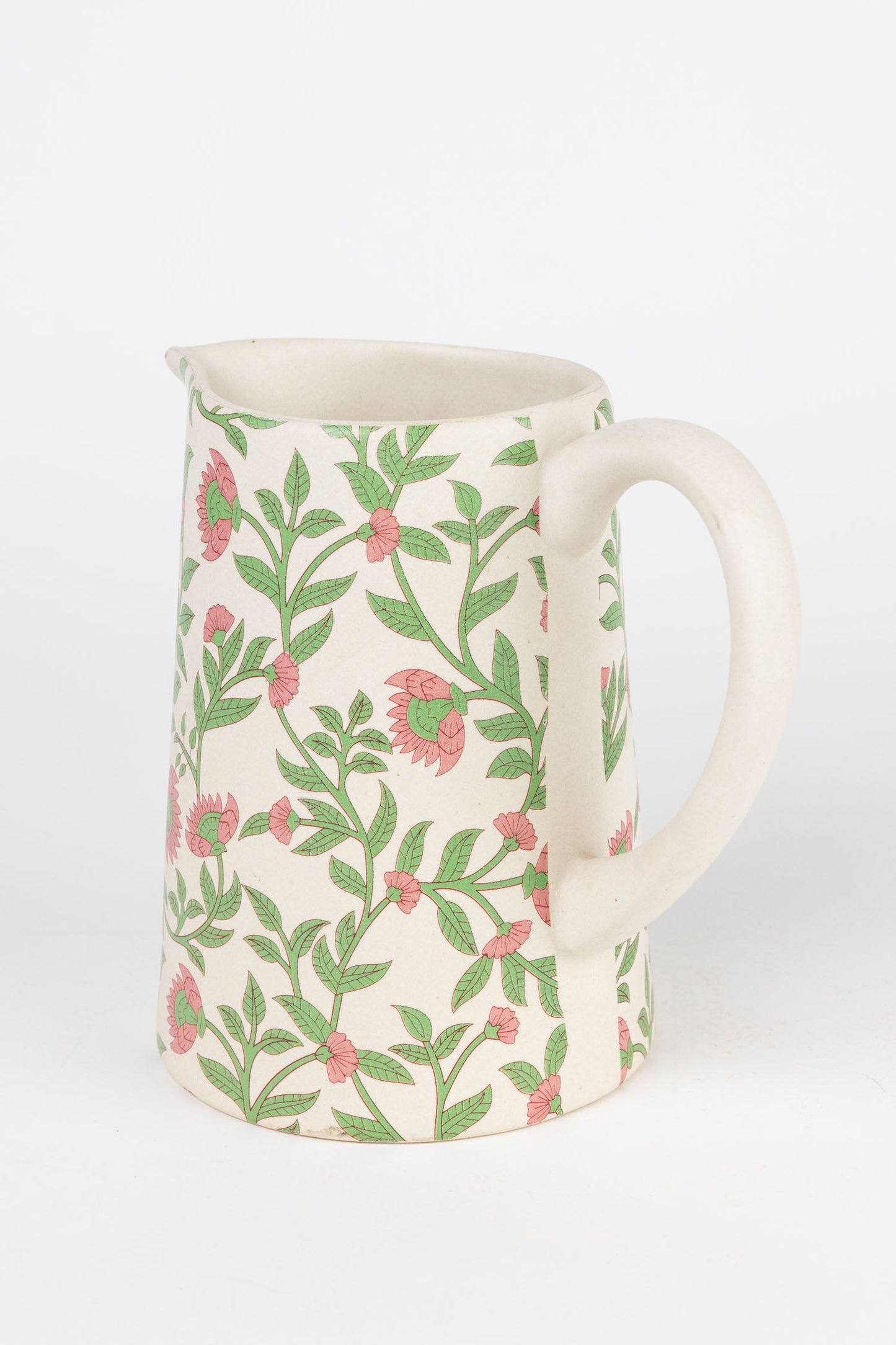 Pitcher blooming vines ceramic 5Dx7H crm/grn/rose