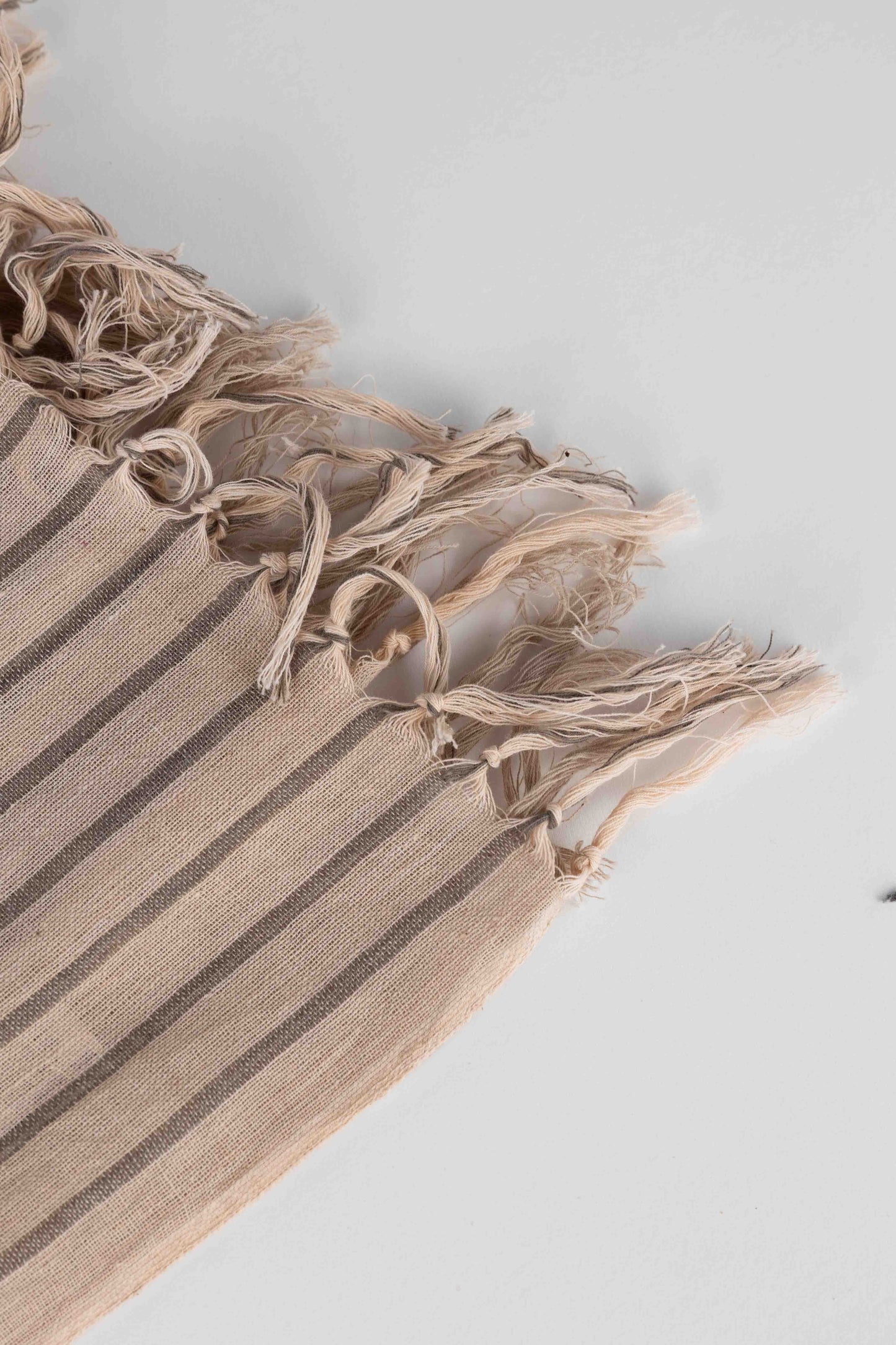 Scarf cinnamon stripes cotton 80Lx27W tan/gray