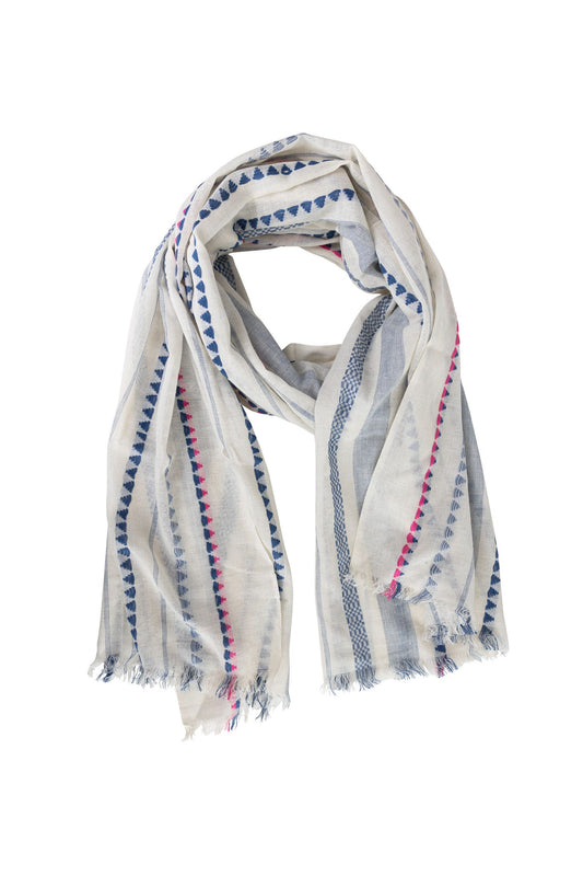 Scarf nautical stripes cotton 76x30 crm/blu/pink