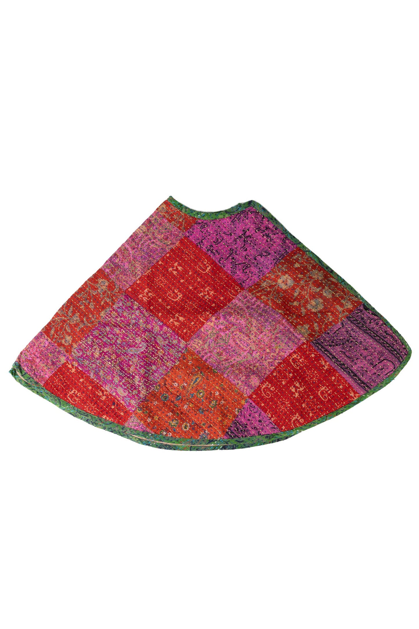 Tree skirt kantha stitch patch cttn/silk 40D asst