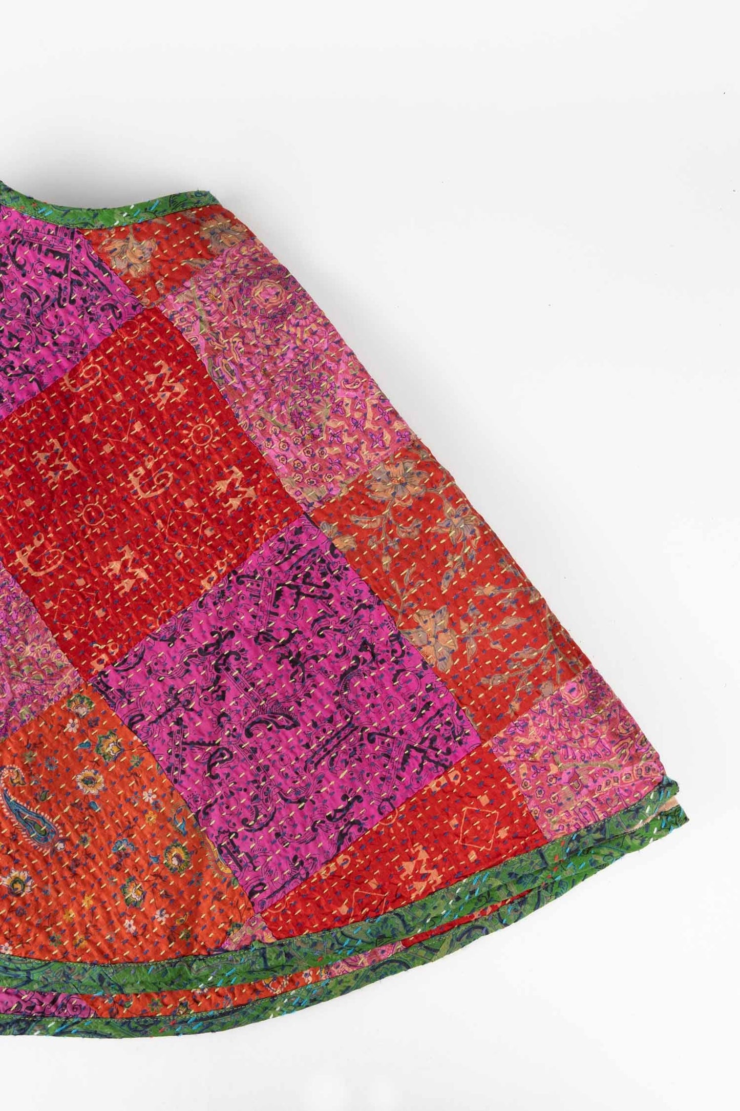 Tree skirt kantha stitch patch cttn/silk 40D asst