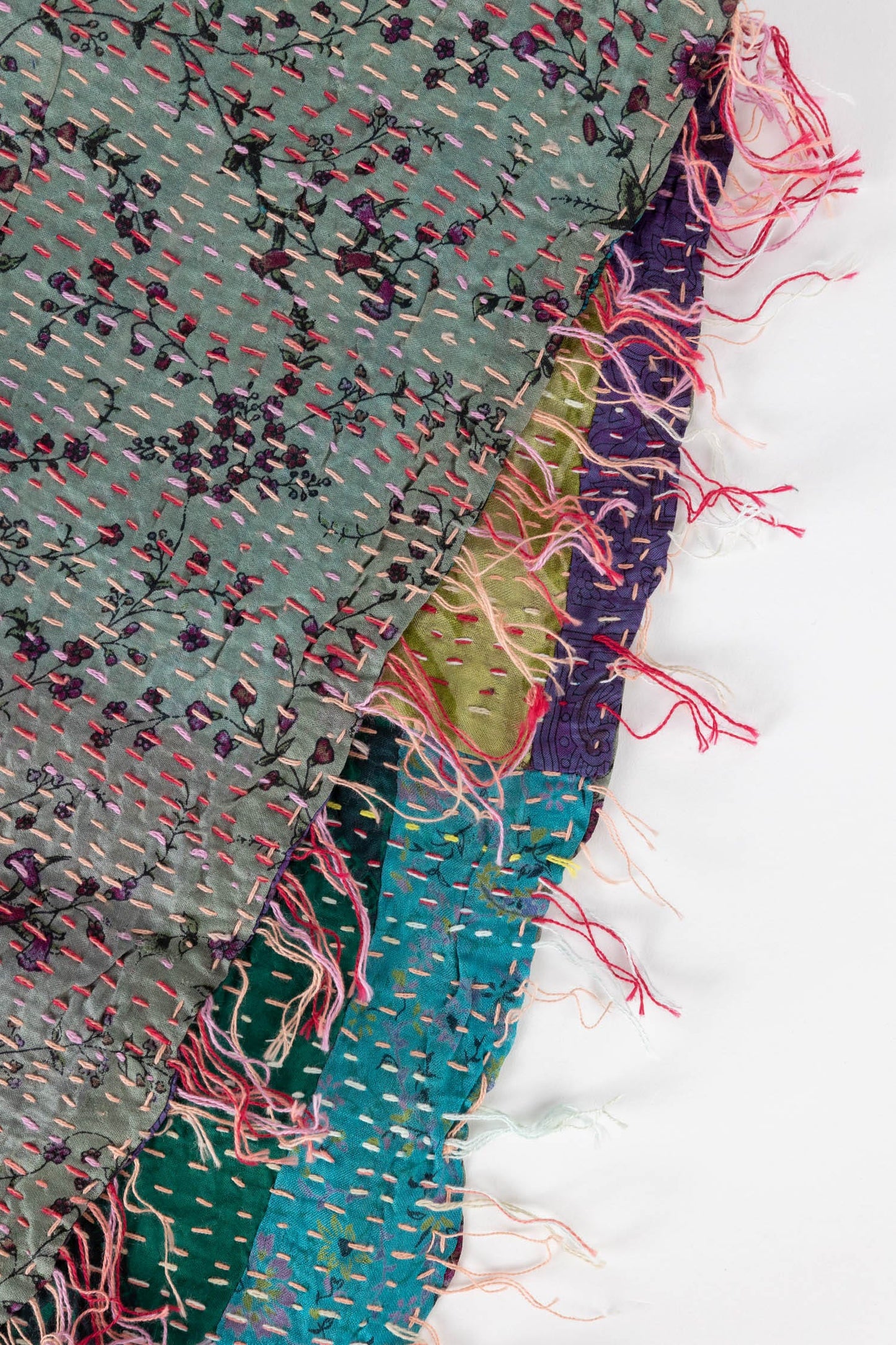 Shawl kantha patchwork upcycled sari 85x35 asst