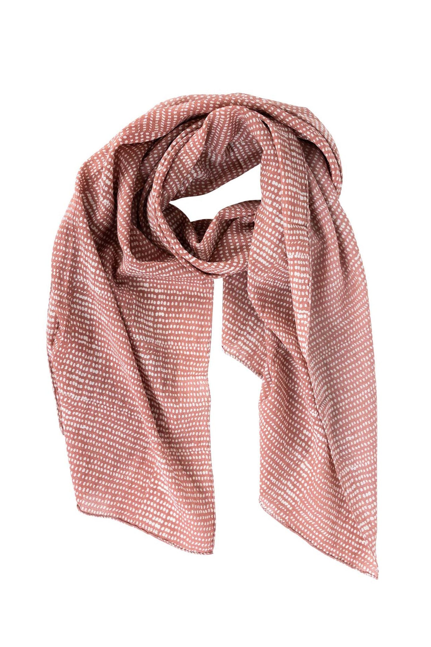 Scarf small dots banana fiber 72x21 burgundy/white