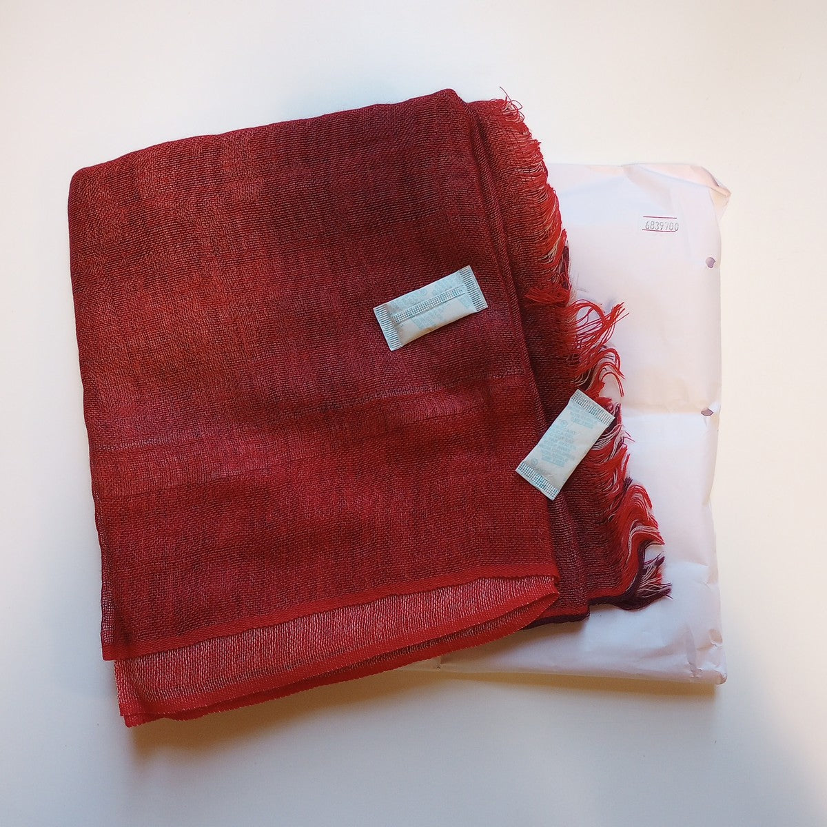 Scarf triple layer multi tone wool 70x20 reds