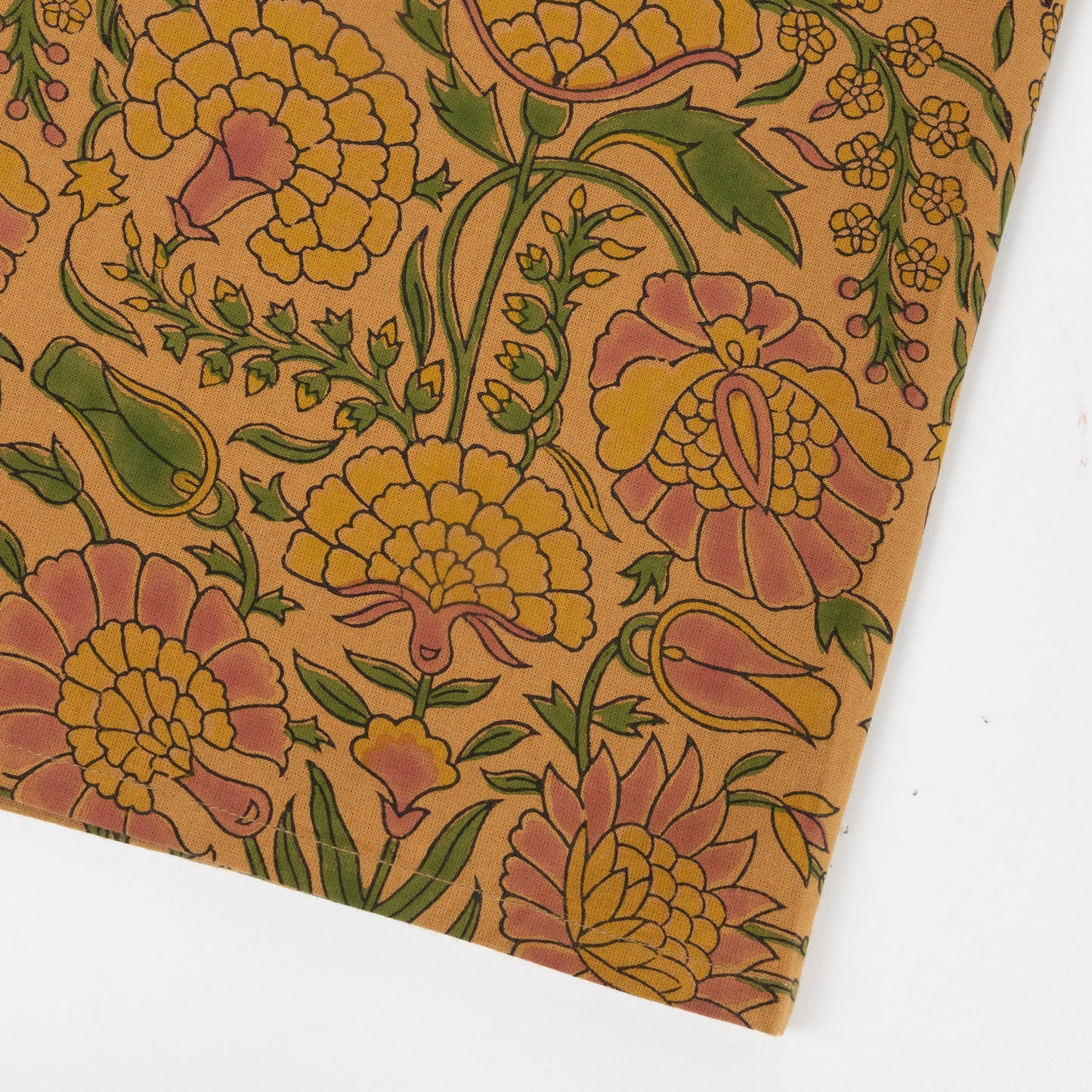 Tablecloth large floral cttn 90x60 mustard/yel/grn