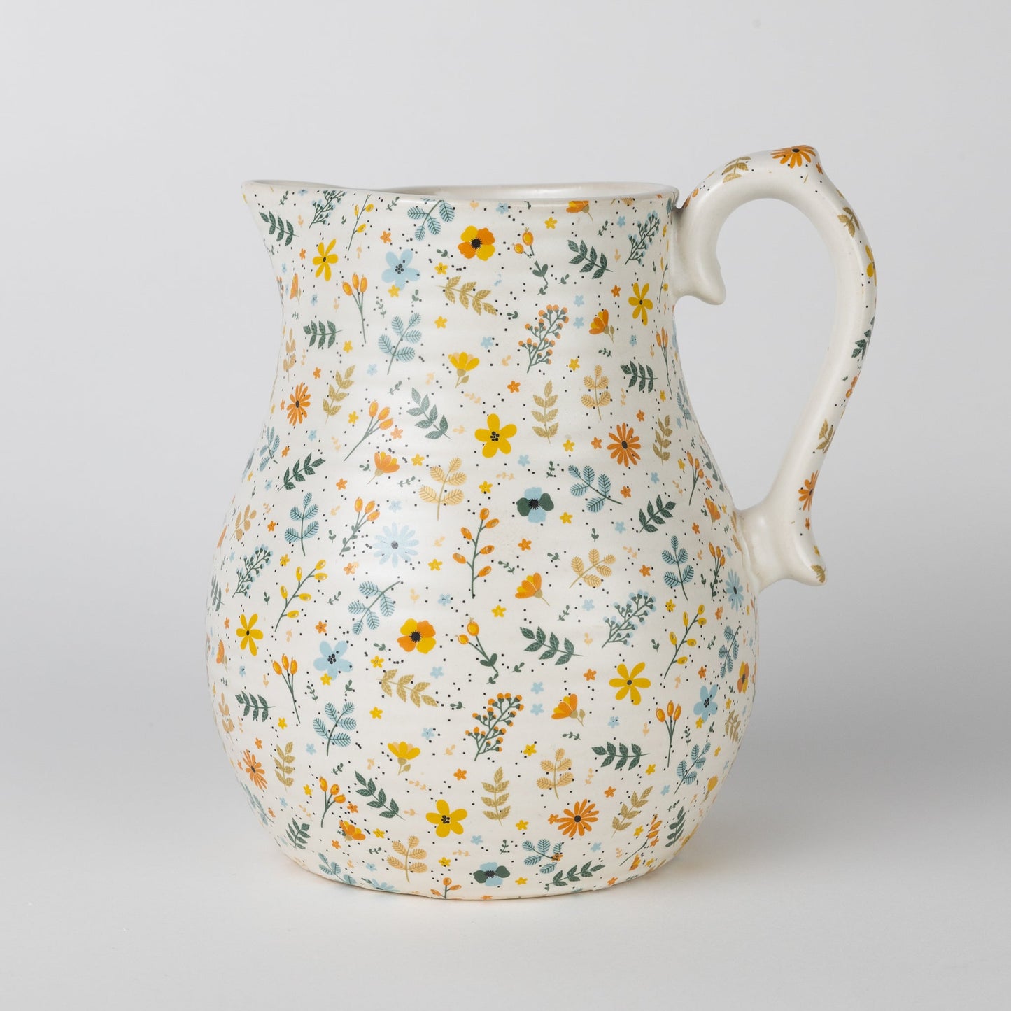 Pitcher floral design f/56oz cer 6Dx7H crm/multi