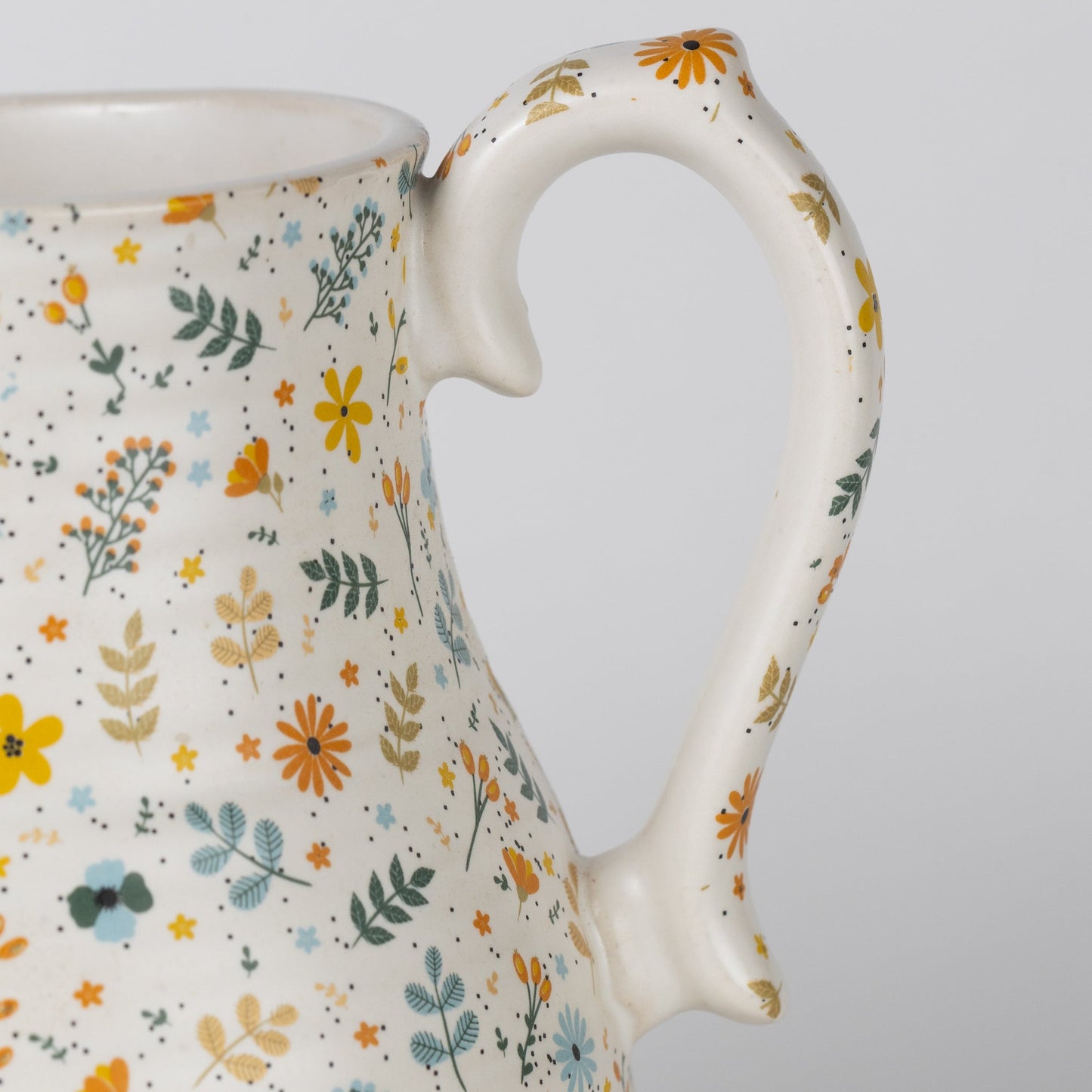 Pitcher floral design f/56oz cer 6Dx7H crm/multi