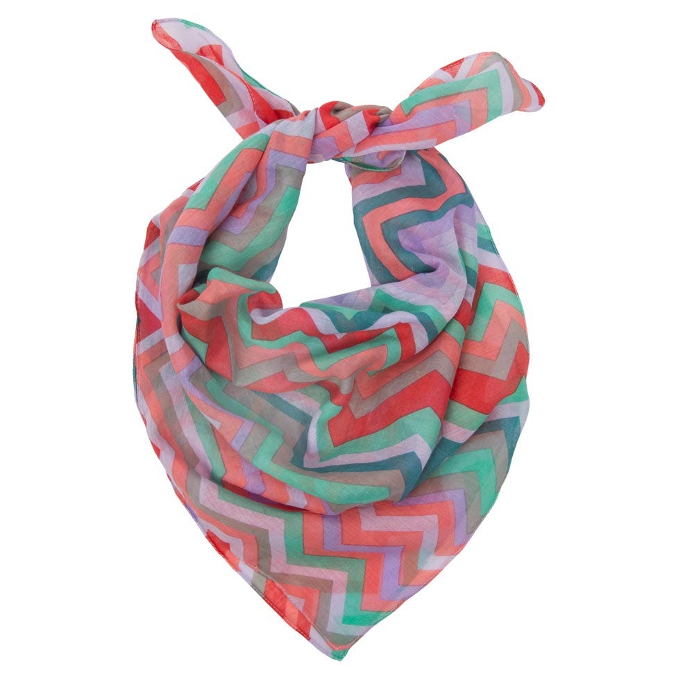 Scarf narrow zig zag stripes cotton 24x24 multi