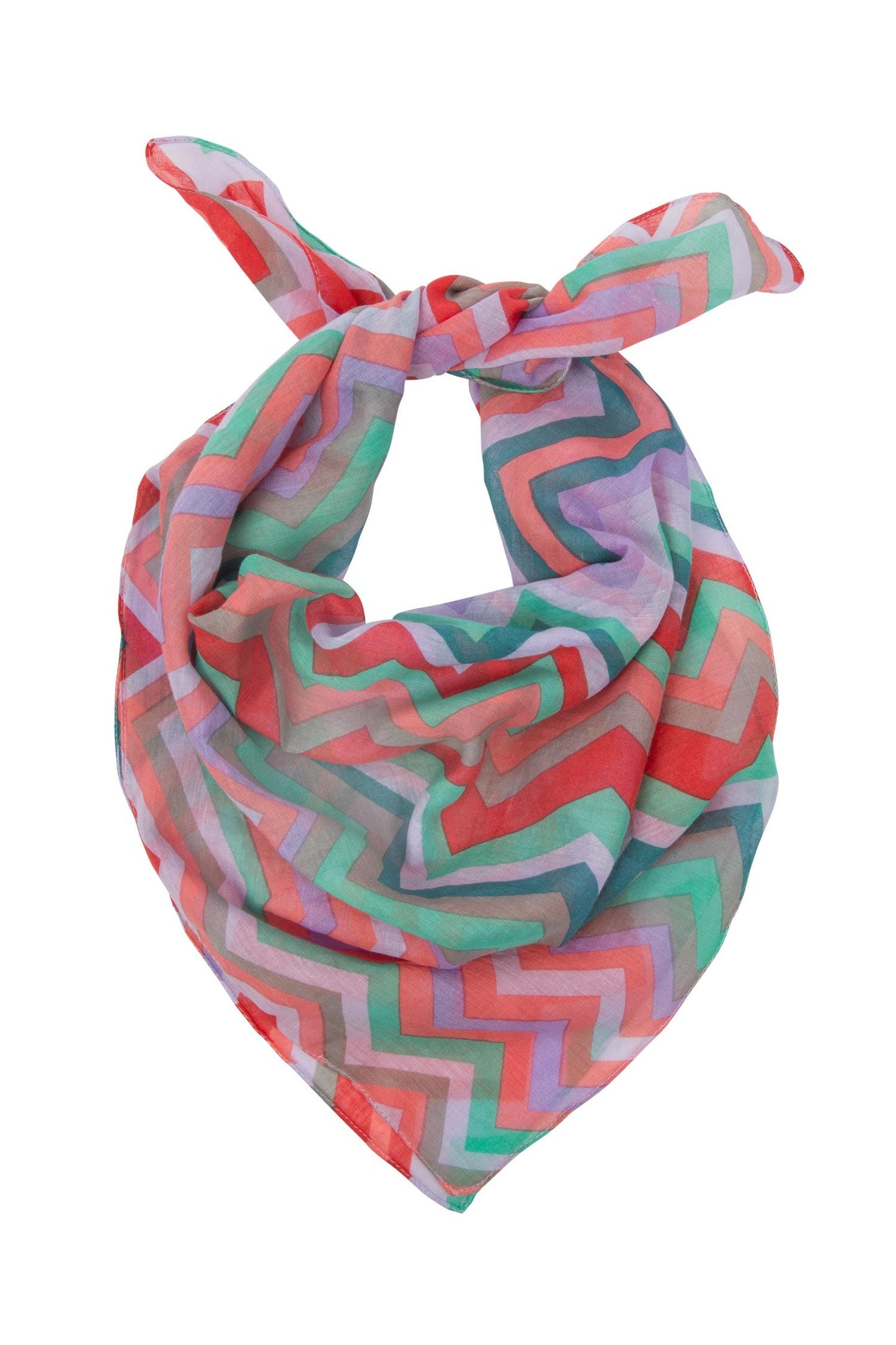 Scarf narrow zig zag stripes cotton 24x24 multi