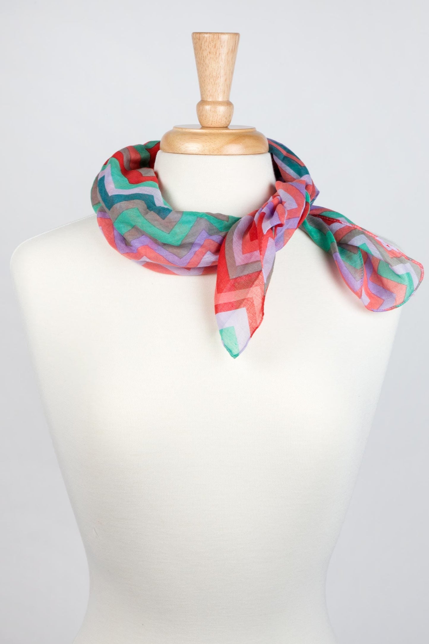 Scarf narrow zig zag stripes cotton 24x24 multi