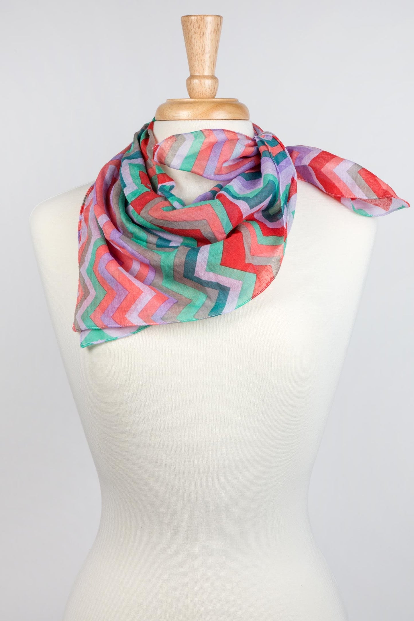 Scarf narrow zig zag stripes cotton 24x24 multi