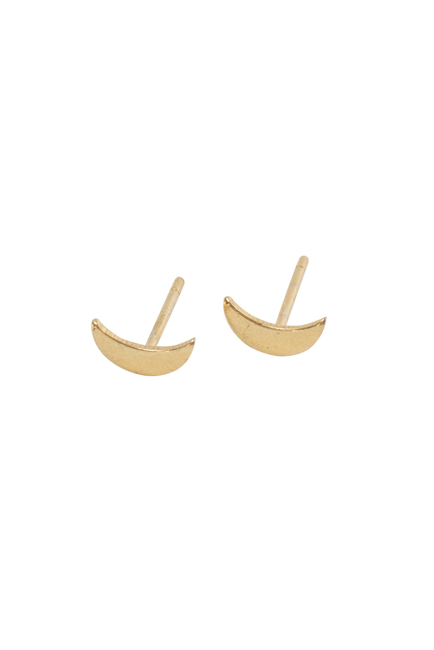 Earrings post crescent moon metal .5D gold color