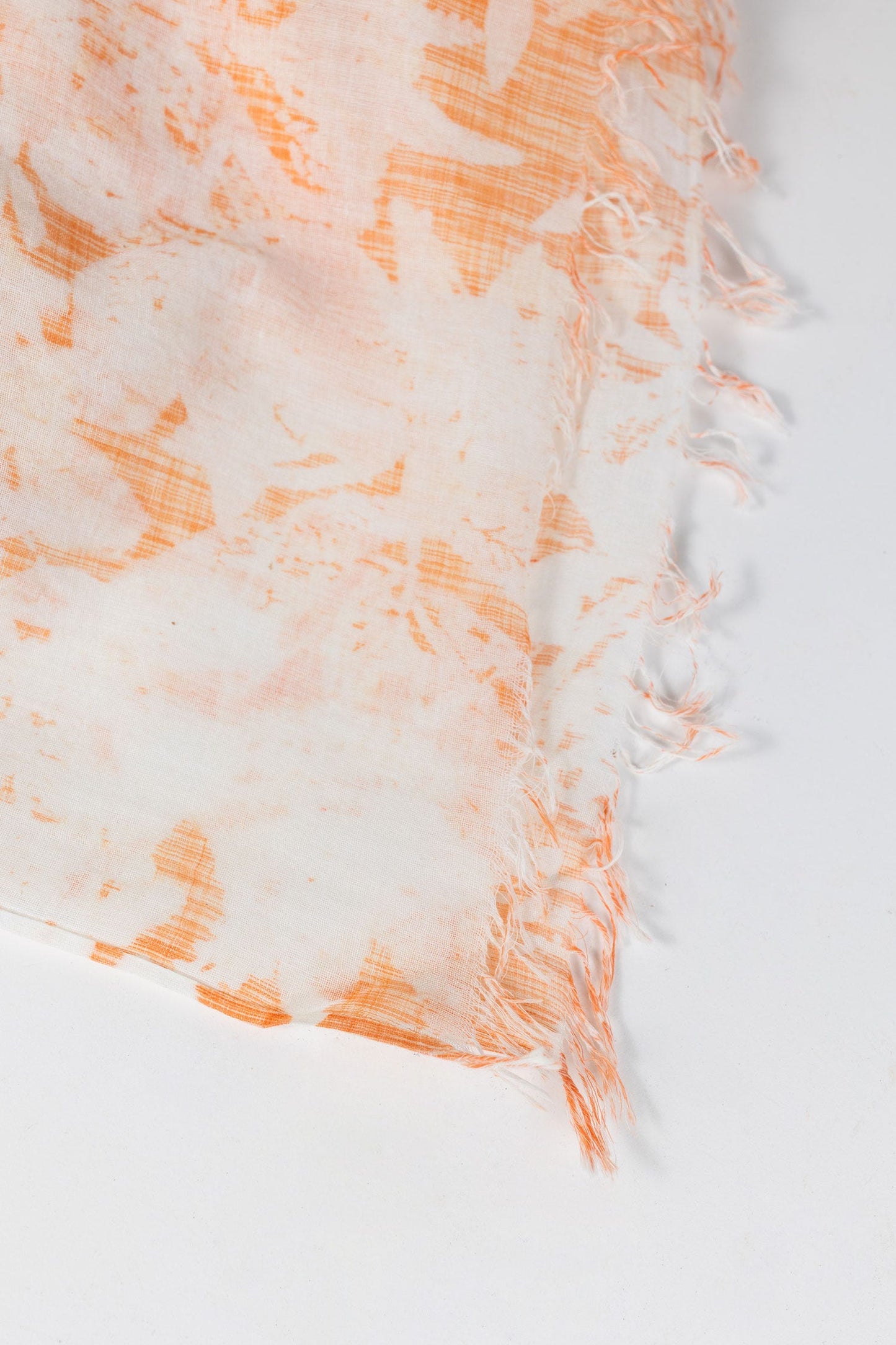 Scarf overall floral cotton 70x24 tangerine/white