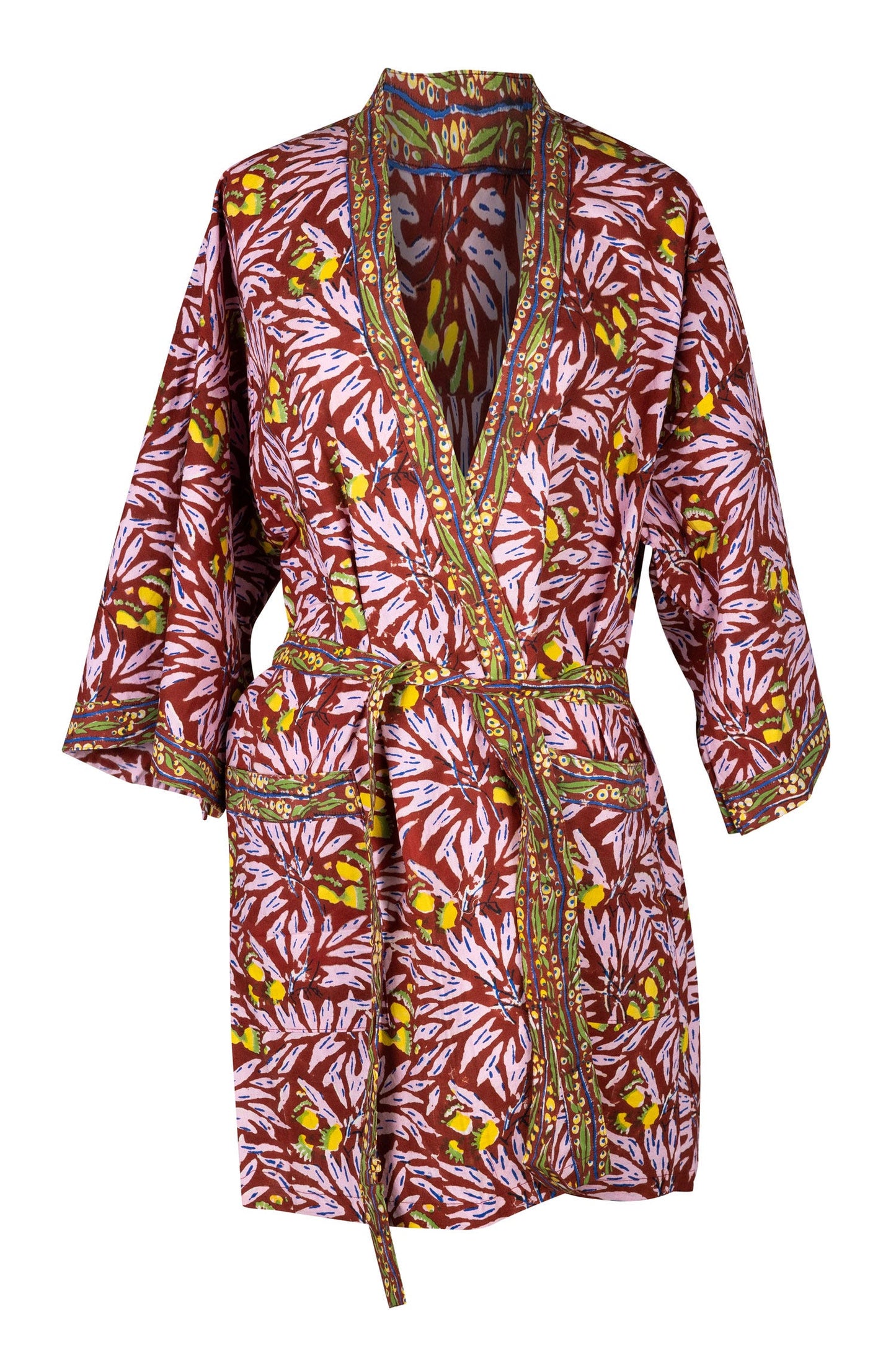 Bathrobe lg floral paradise cttn 36L red/pink/yel