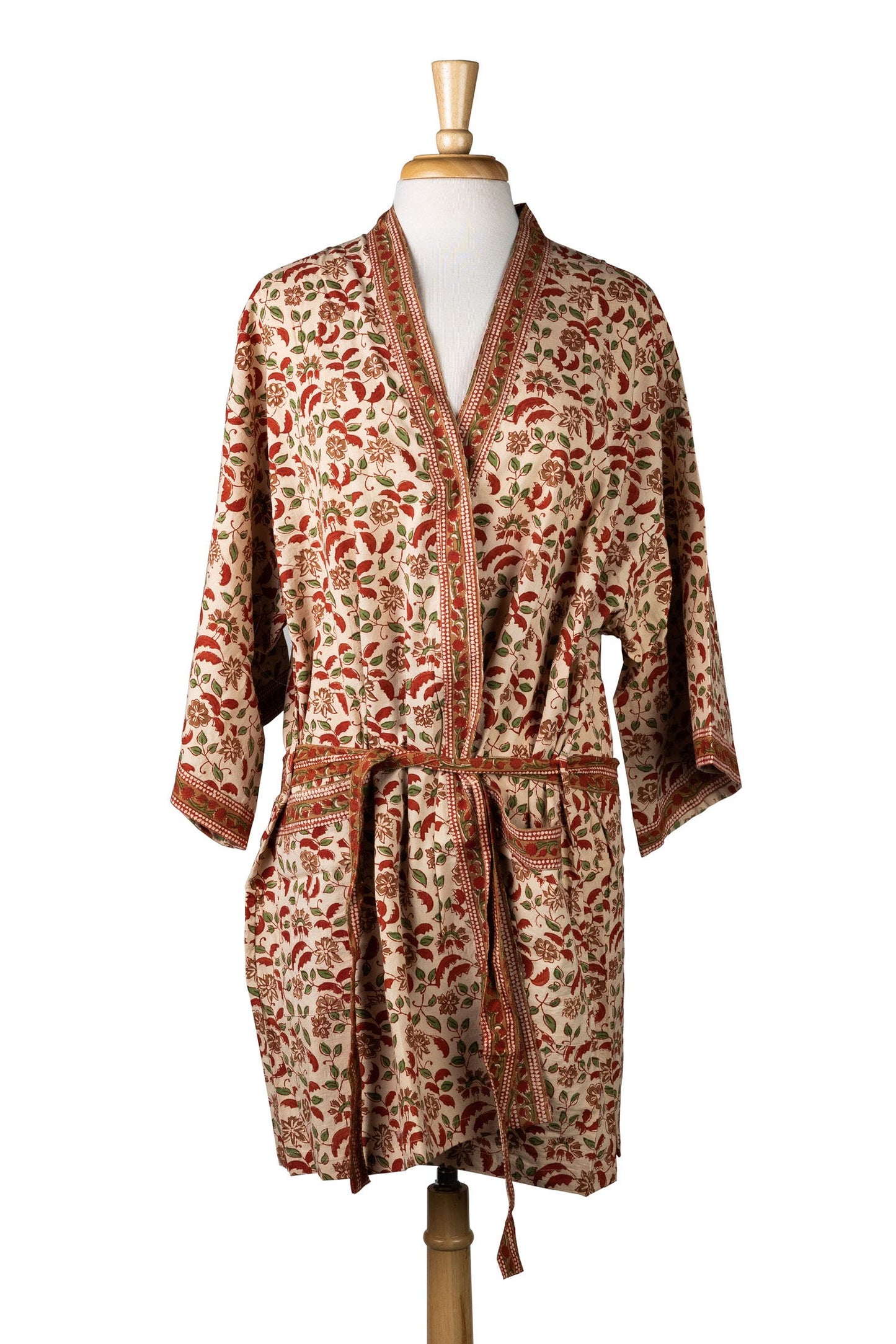 Bathrobe floral New Day cotton 36L rust/olive