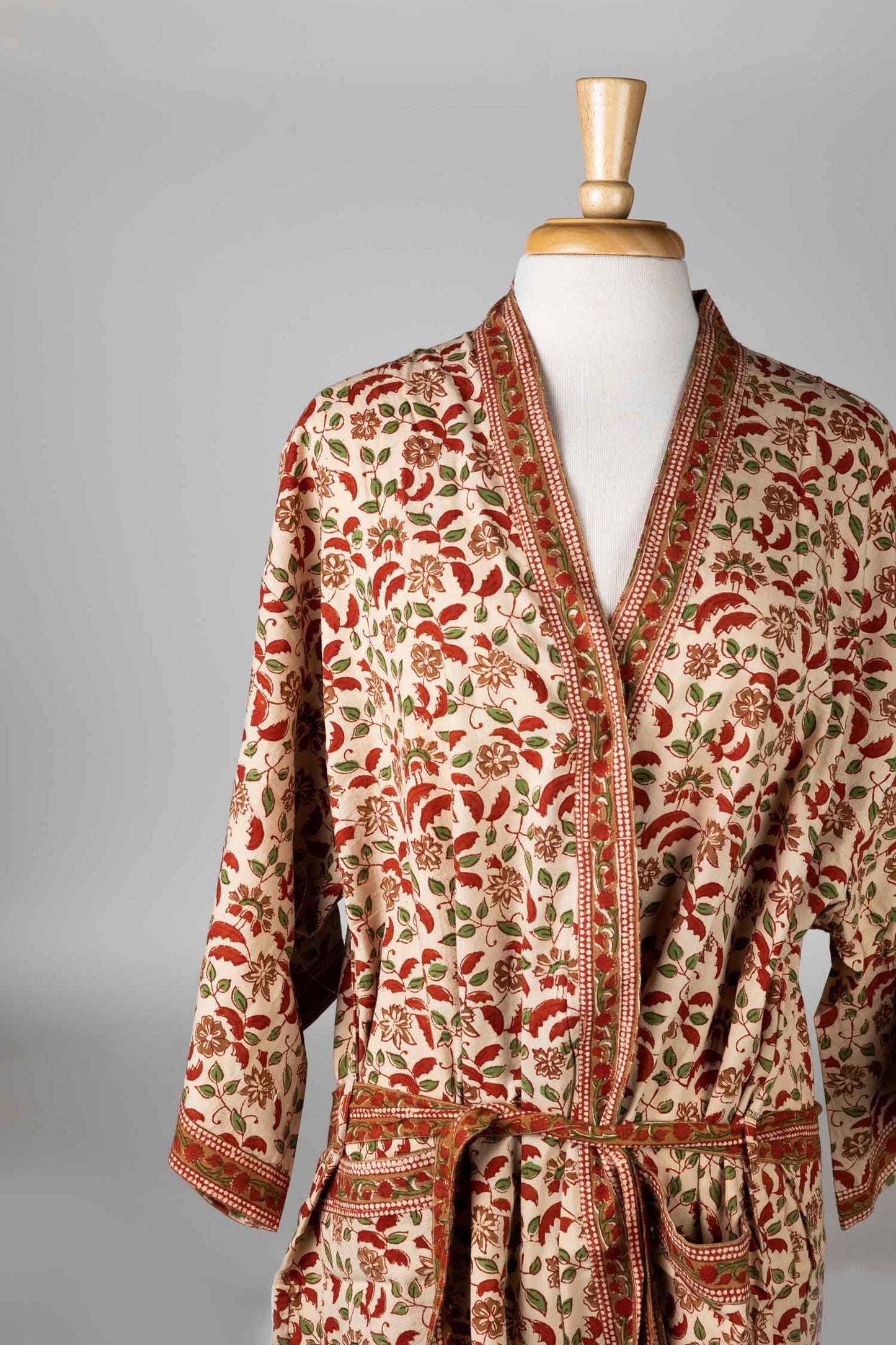 Bathrobe floral New Day cotton 36L rust/olive