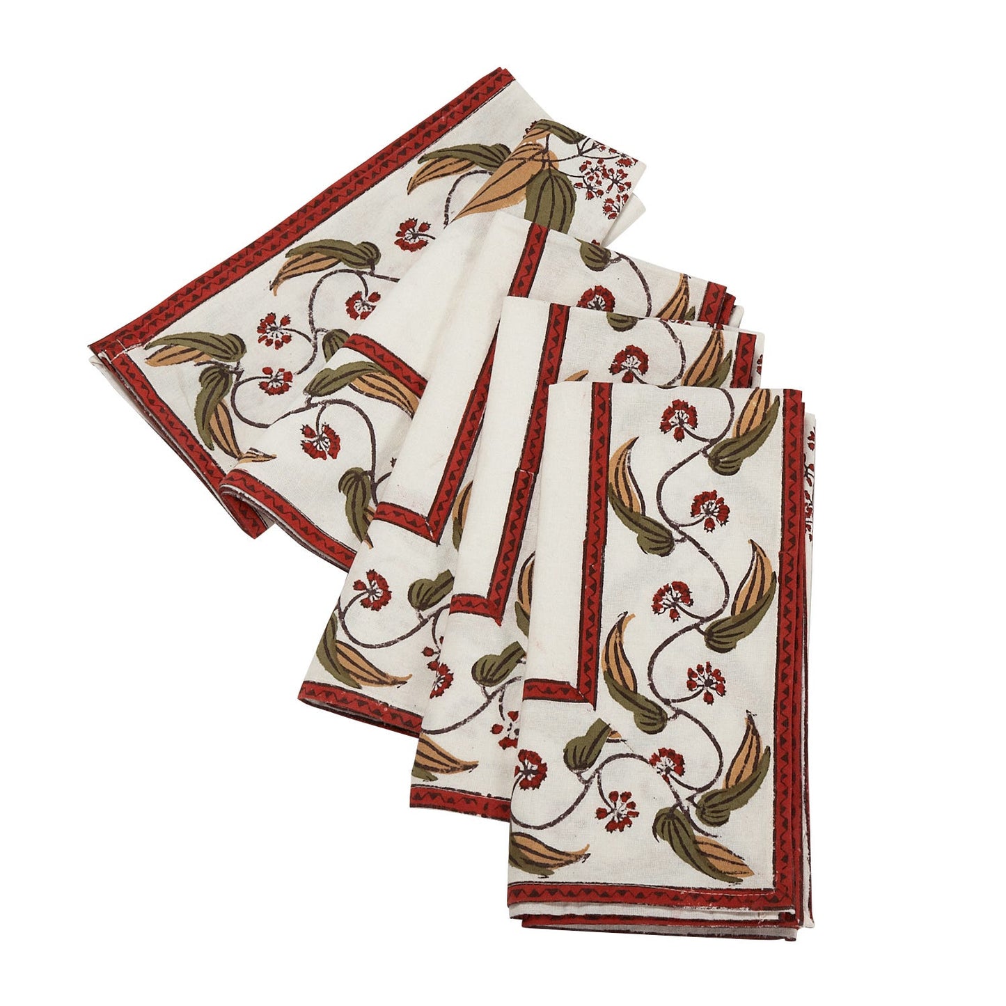 Napkin cntr flwr M/4 20sq wht/olv