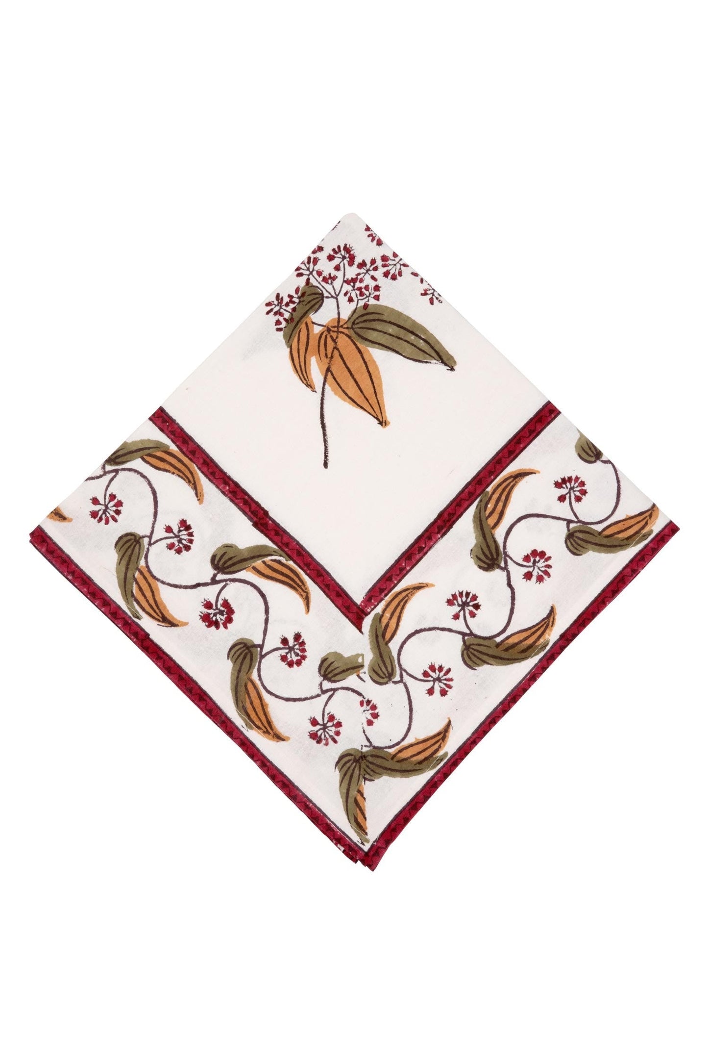Napkin cntr flwr M/4 20sq wht/olv