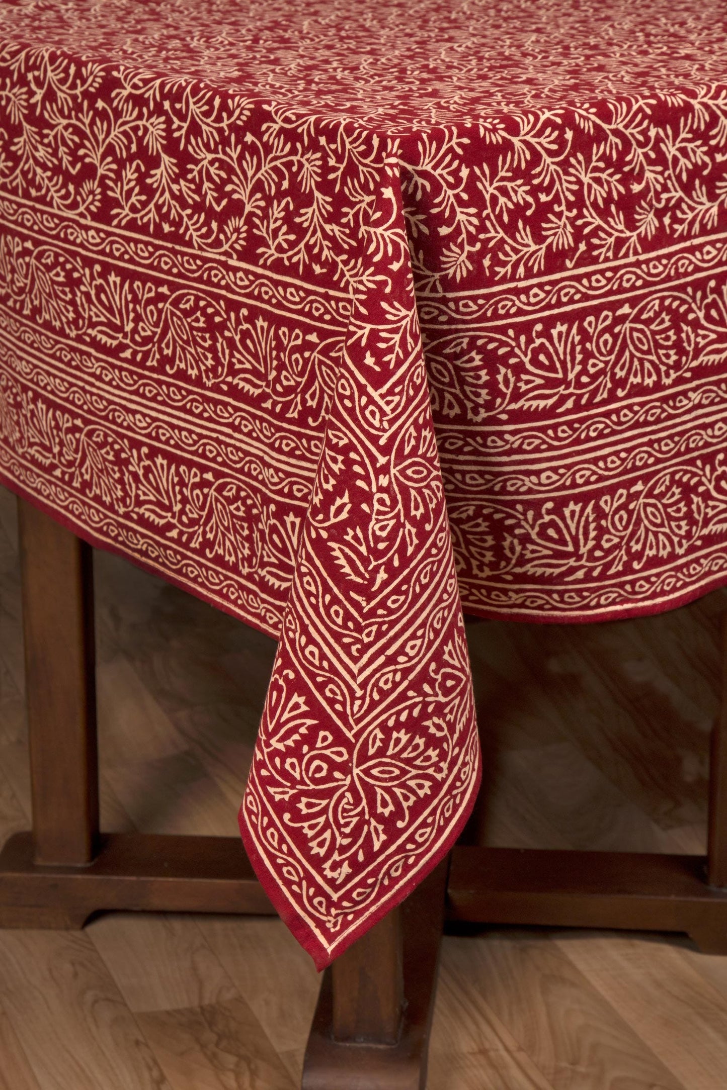 Tablecloth vines cttn 70x120 red/crm