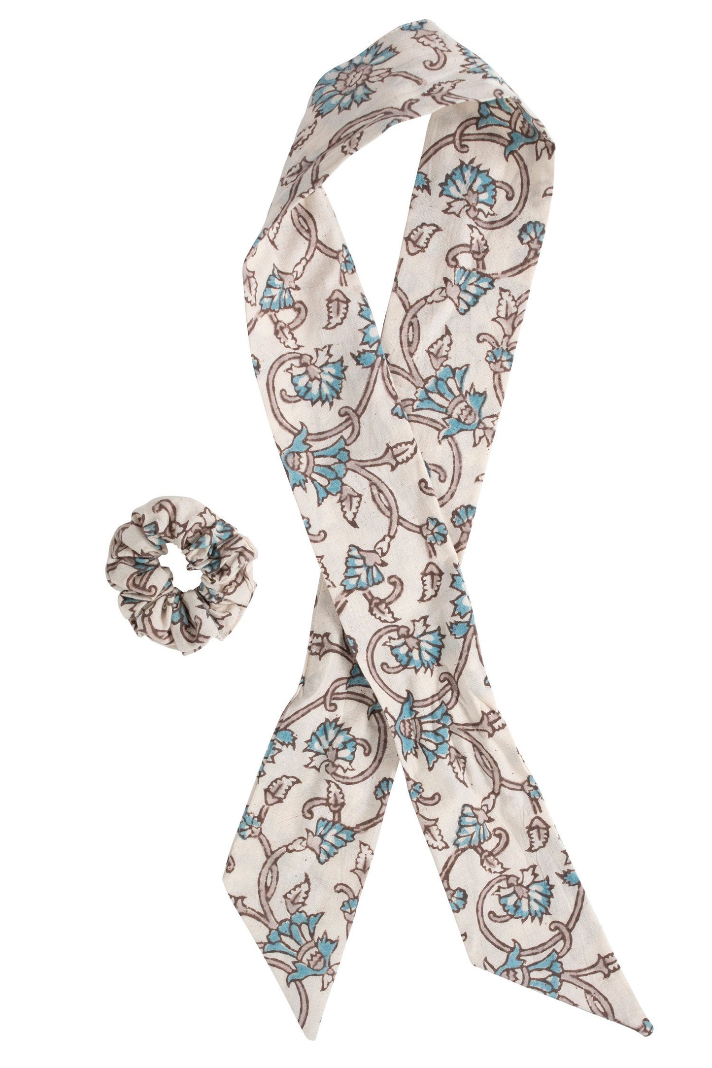Hair scrunchie/tie s/2 M/3 block print cotton asst