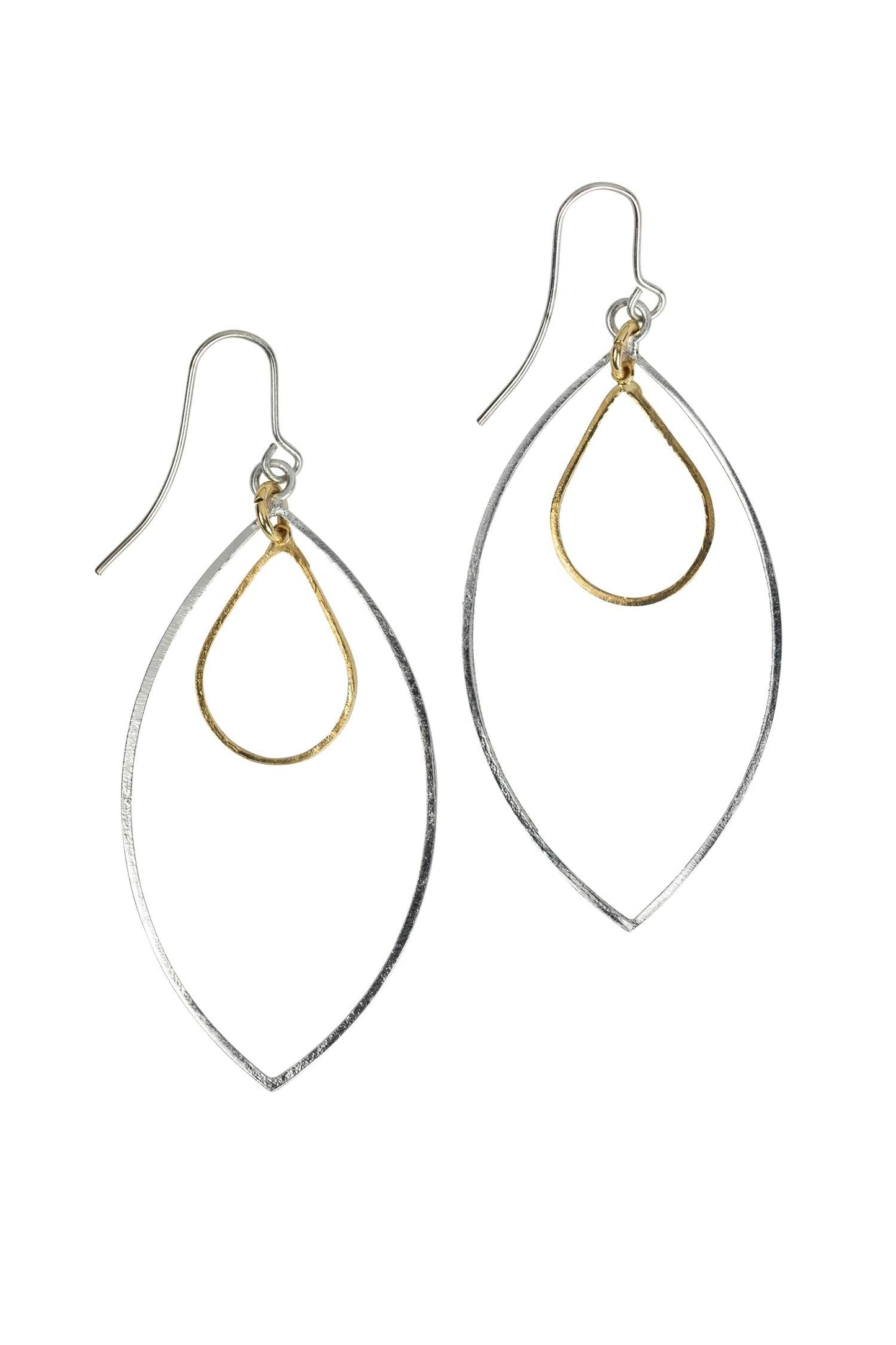 Earrings teardrop in oval brass 2.5L silver/gold