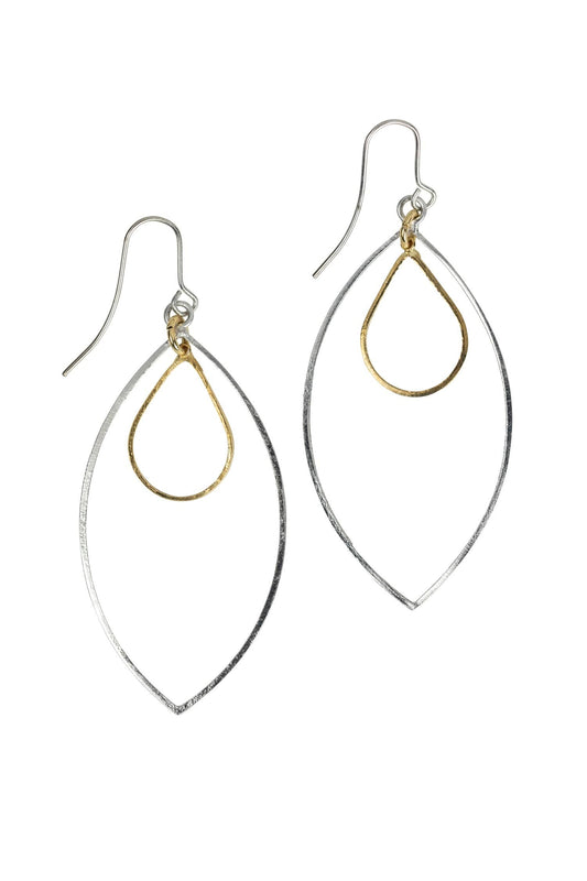 Earrings teardrop in oval brass 2.5L silver/gold
