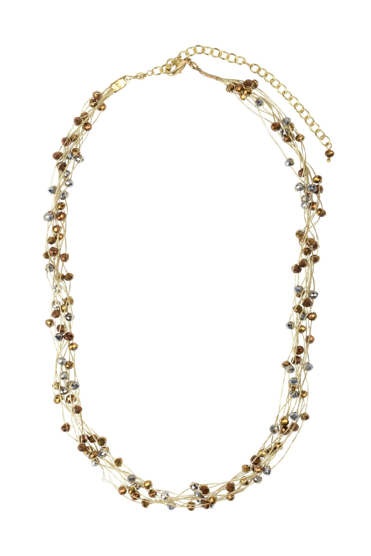 Necklace metallic multistrand 19L metallic brass