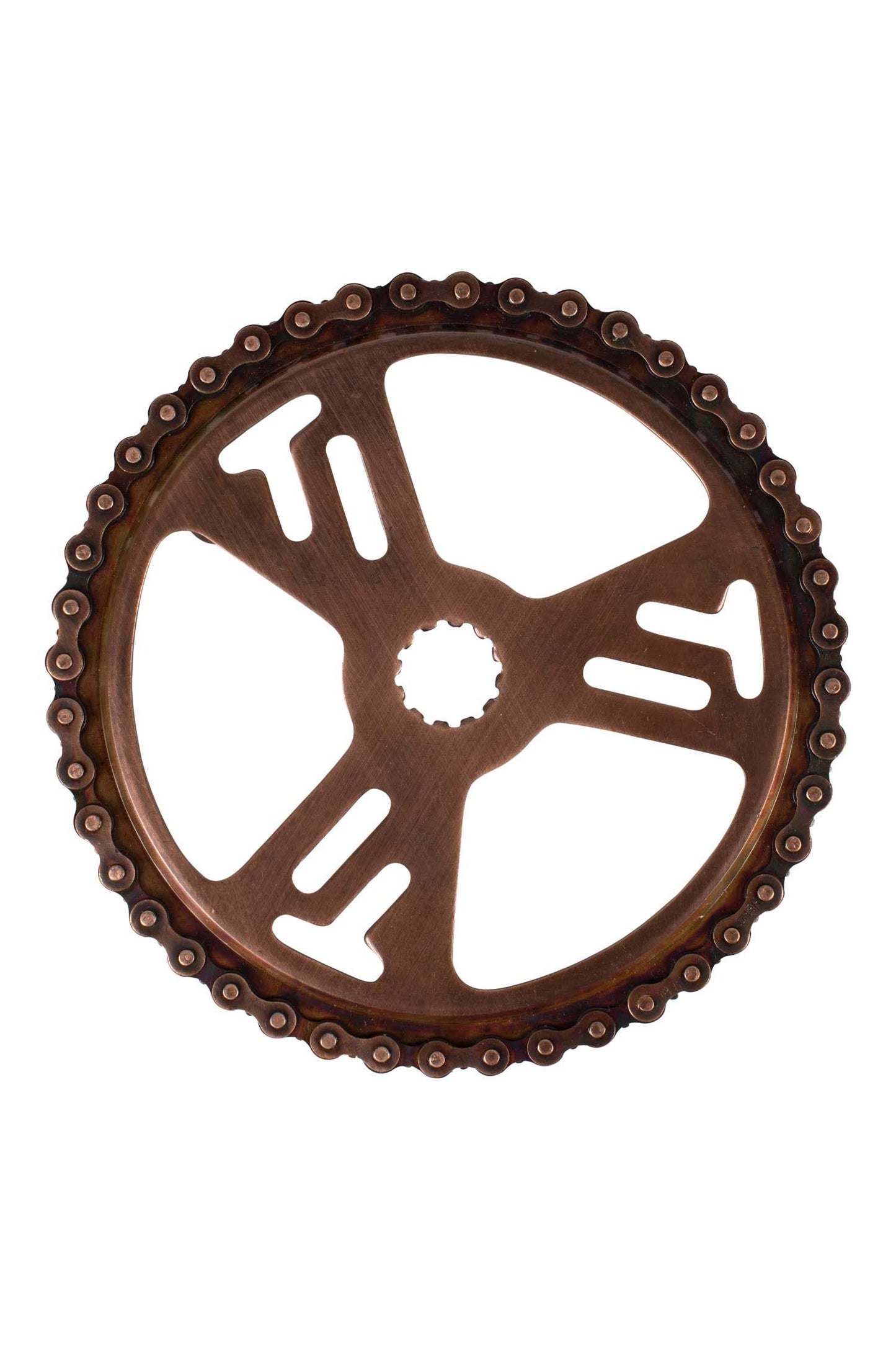 Trivet bike chain/gear metal 7.25Dx.75H bronze