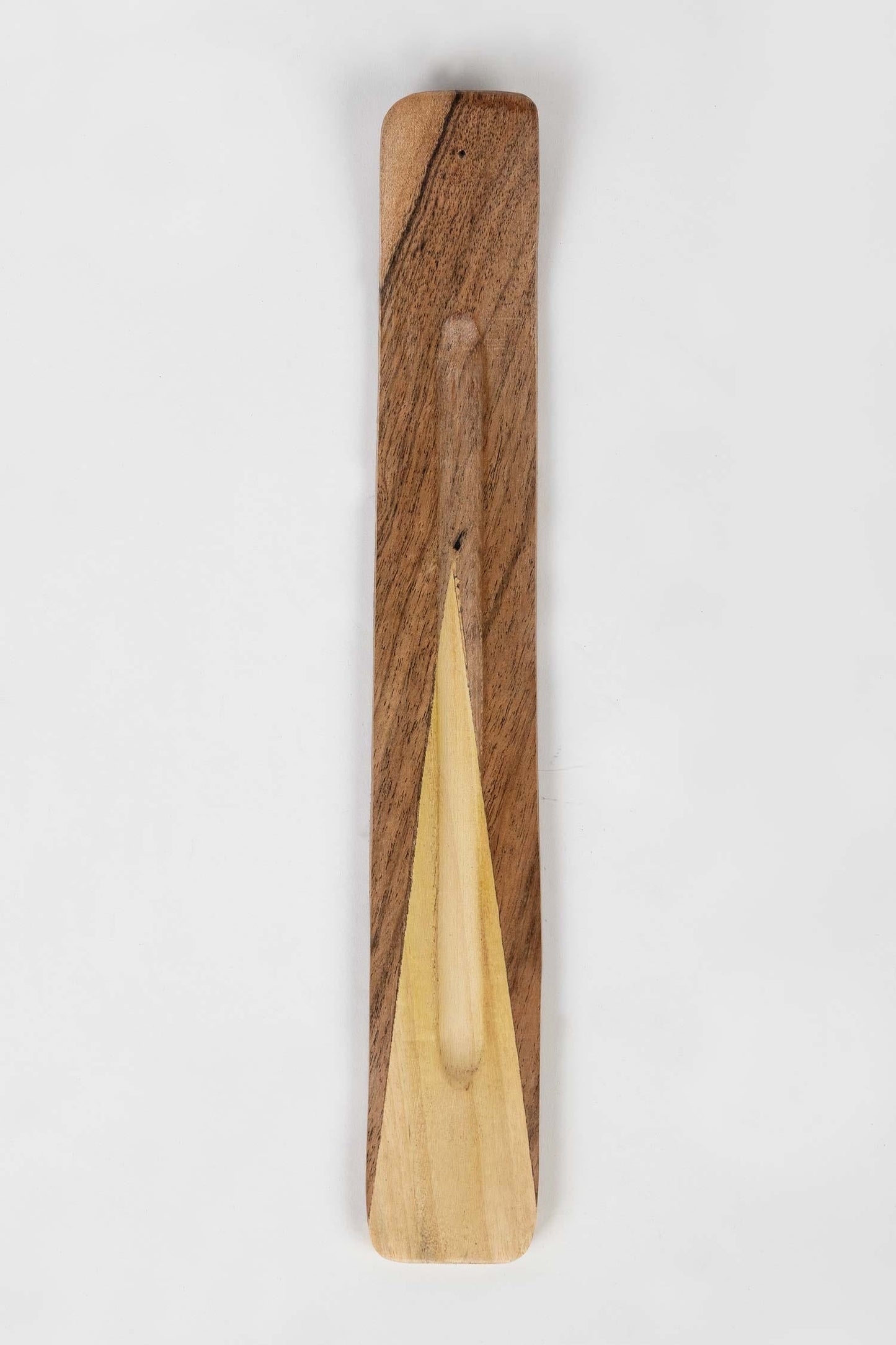 Incense holder curved acacia/haldu wood 10.5Lx1.5W
