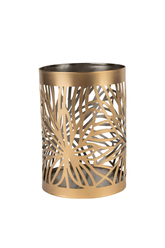 Candleholder open palm leaf iron 3.5Dx5H silv/gld