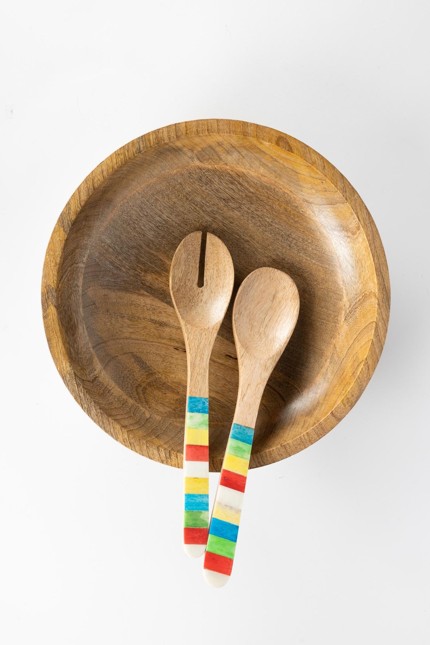 Bowl f/salad bone inlay mango 12Dx2.75H brn/multi