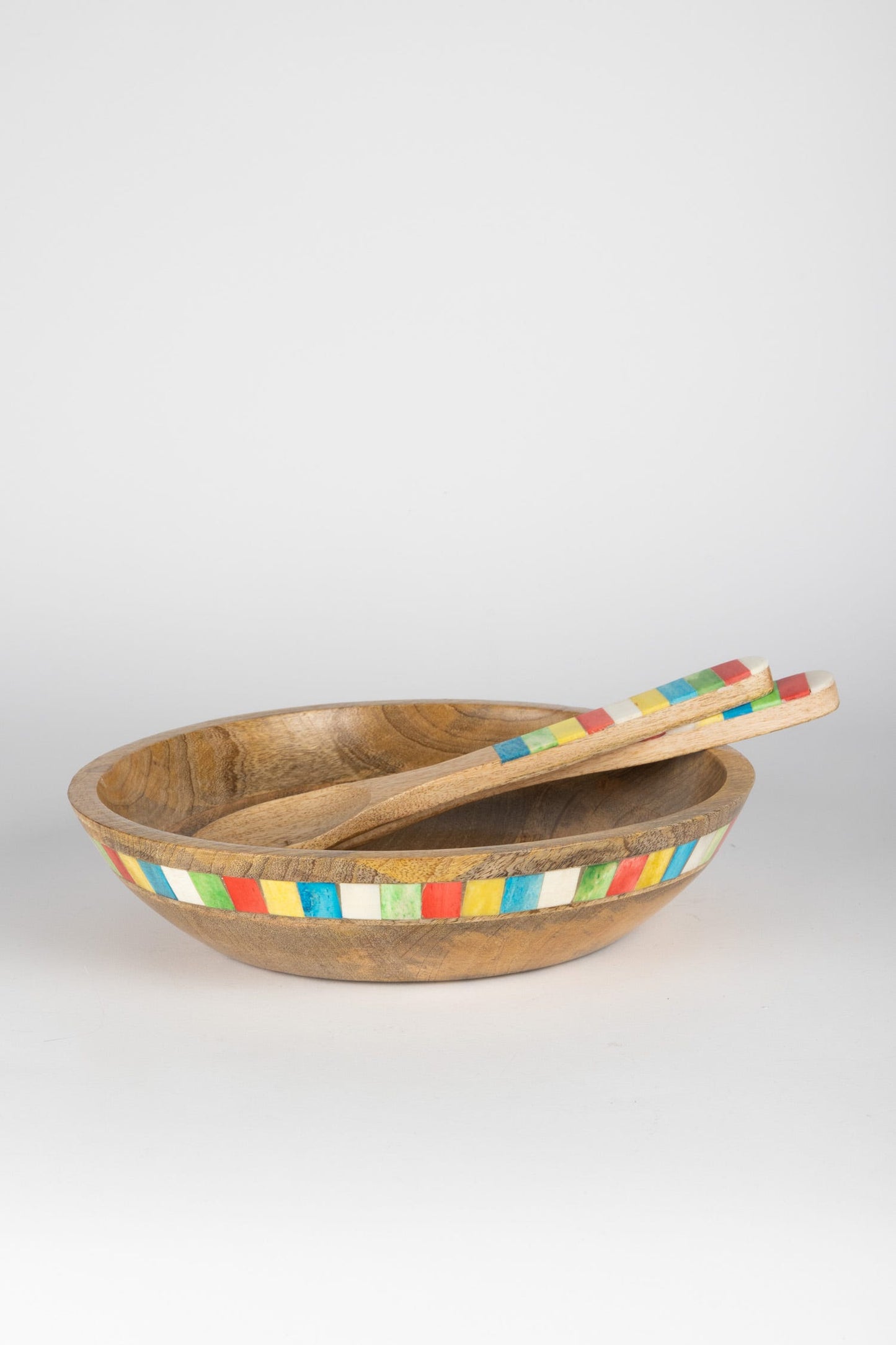Bowl f/salad bone inlay mango 12Dx2.75H brn/multi