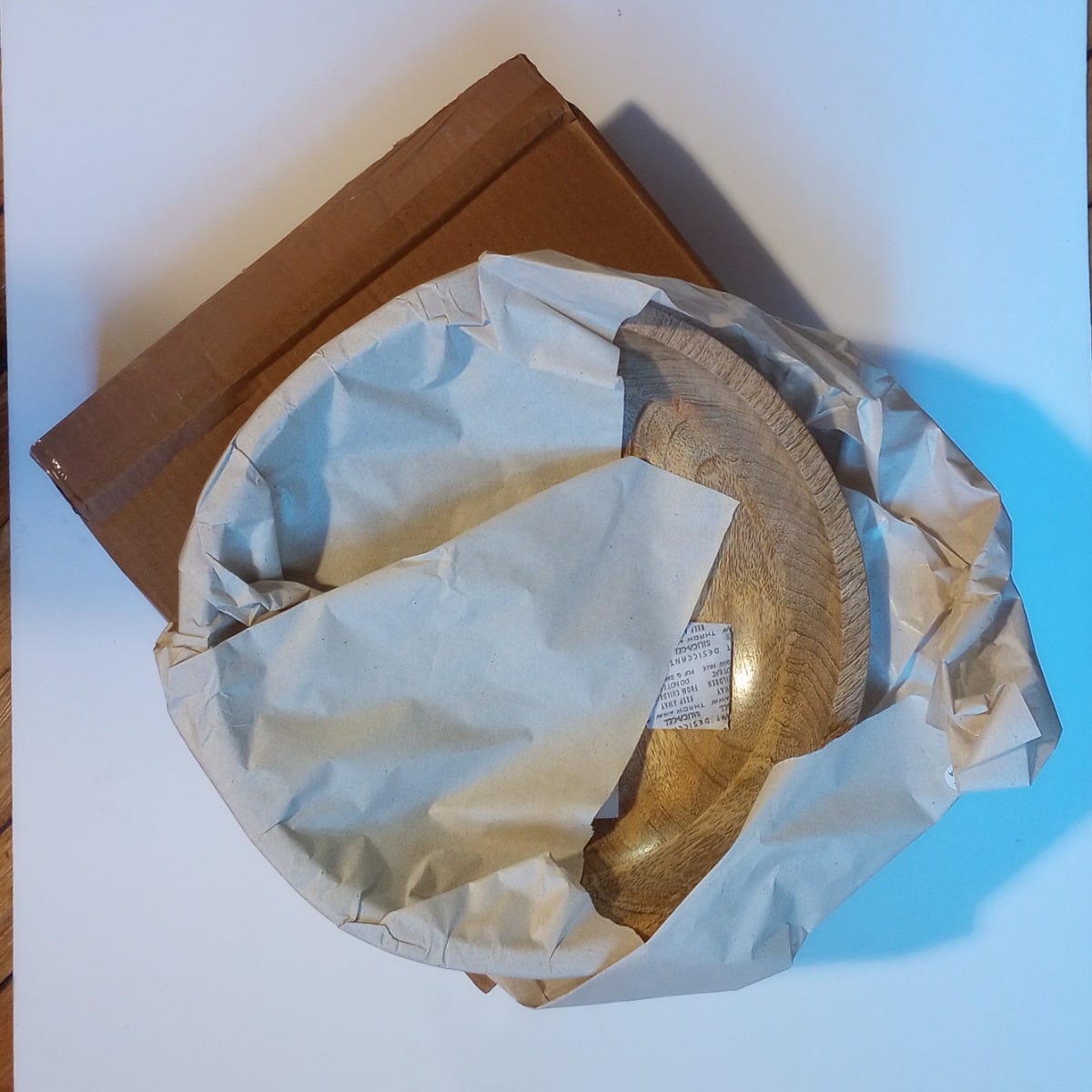 Bowl f/salad bone inlay mango 12Dx2.75H brn/multi