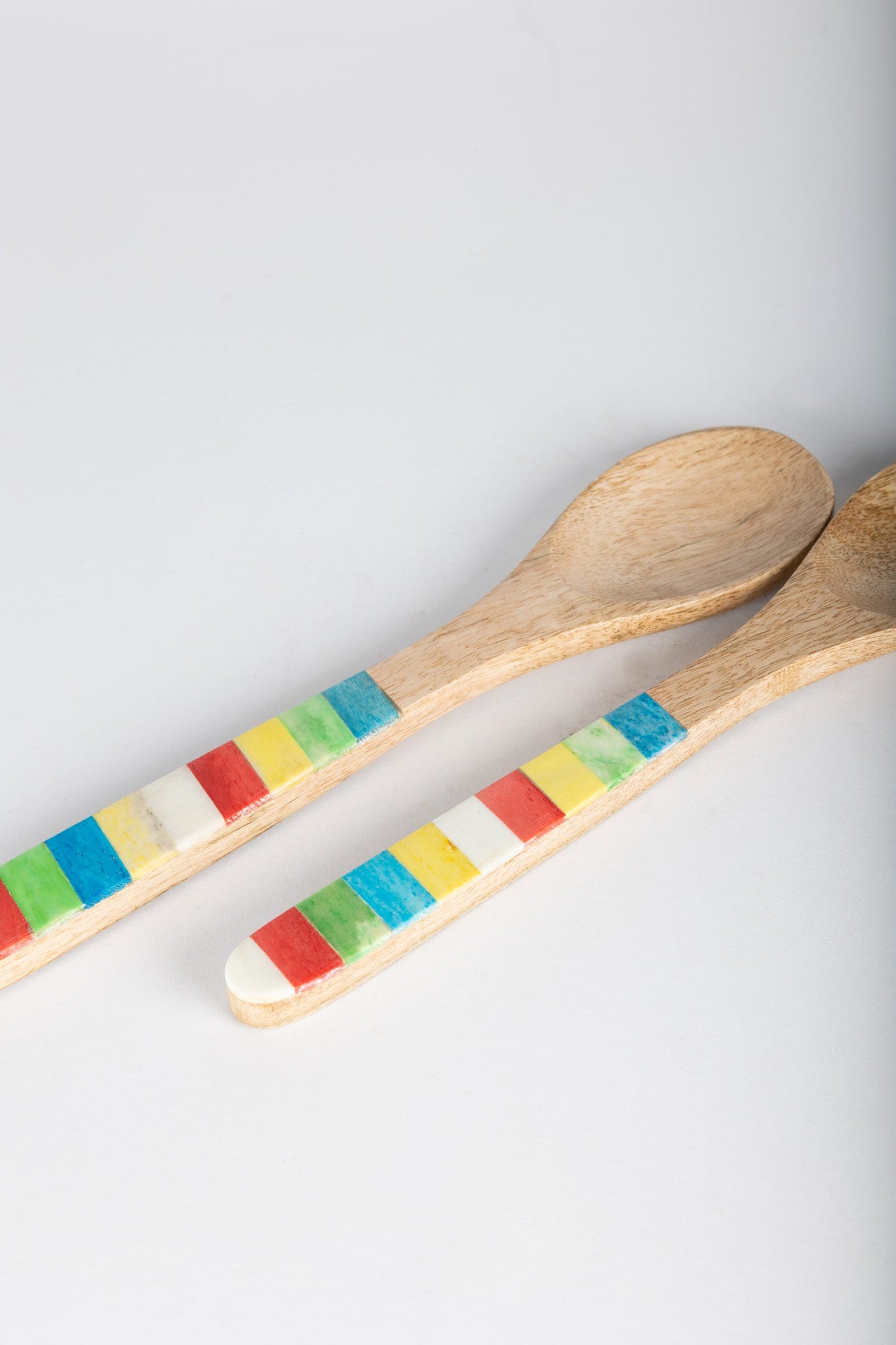 Salad servers s/2 bone inlay mango 11L brn/multi