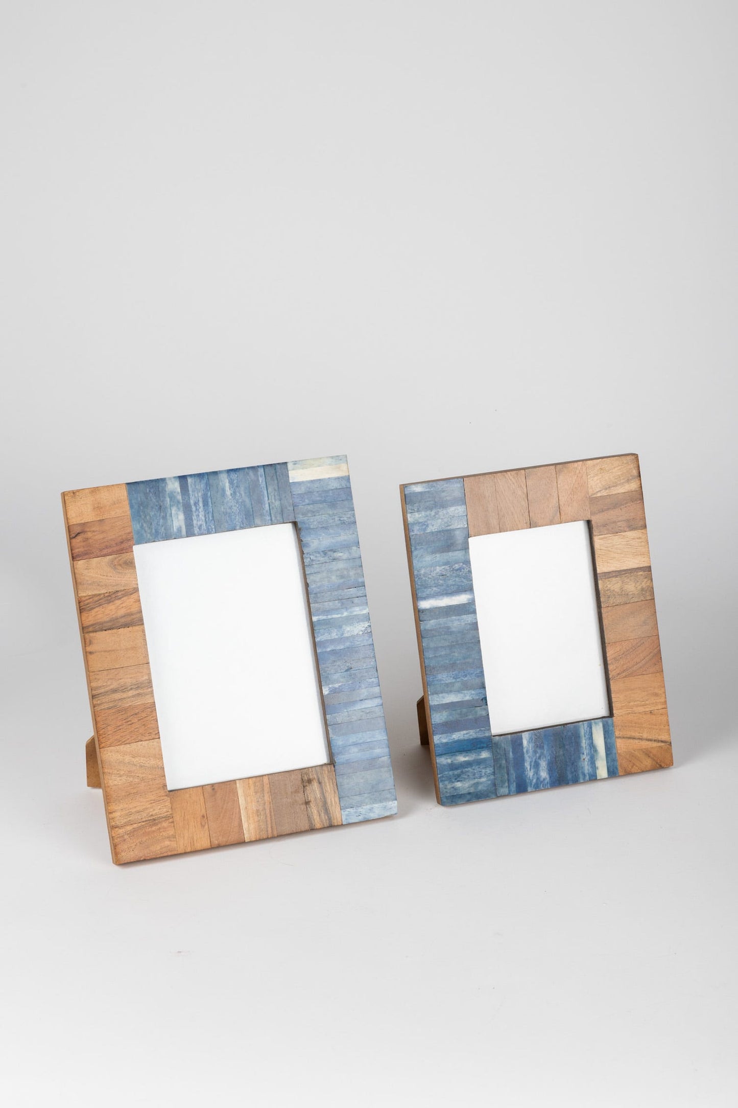 Frame seas f/4x6 pieced bone/wd 6.5x8.5 blu/brn