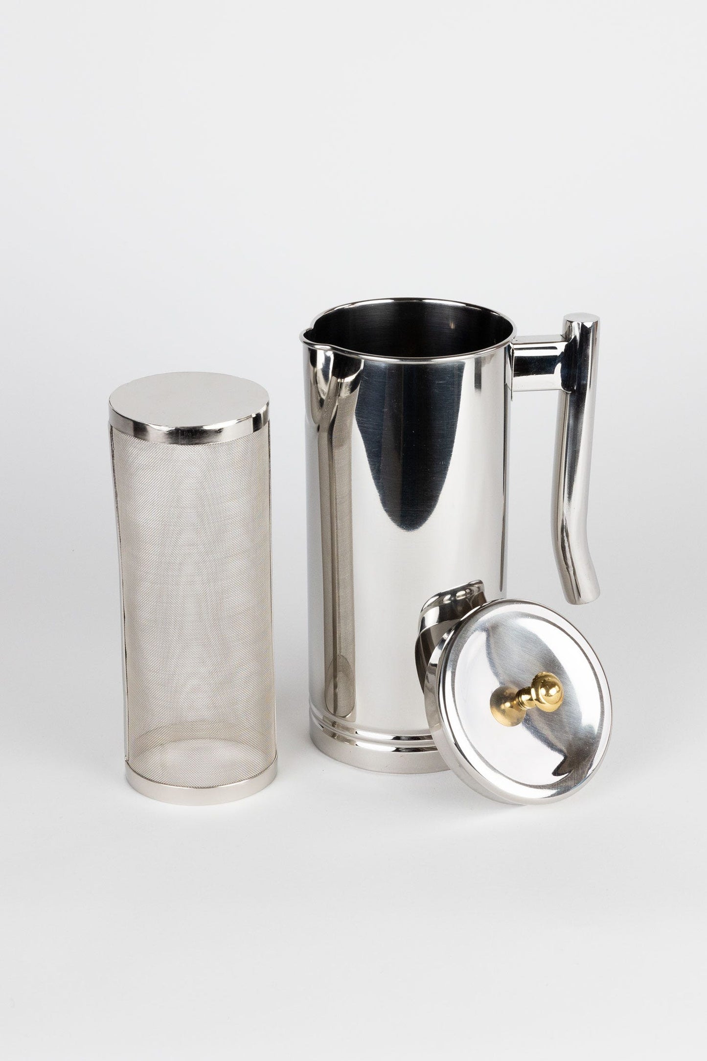 Carafe cold brew w/strainer steel 4Dx8.5H silver