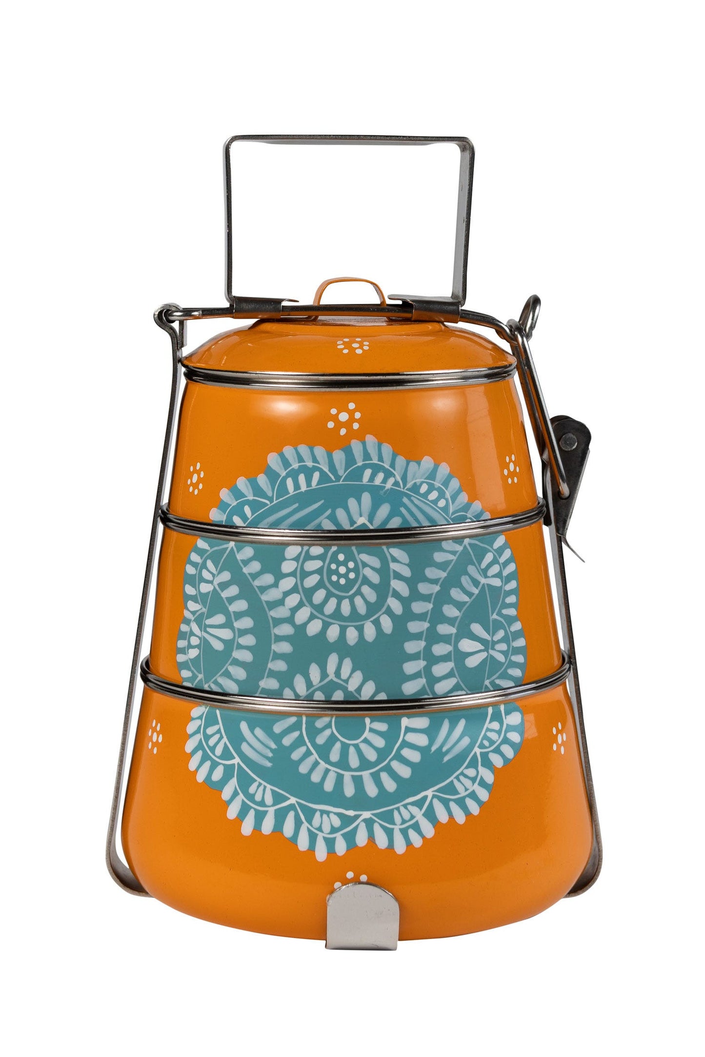 Tiffin paisley 3 tier steel 6Dx7H orange/teal