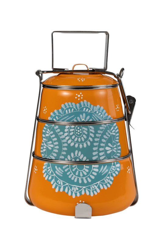 Tiffin paisley 3 tier steel 6Dx7H orange/teal
