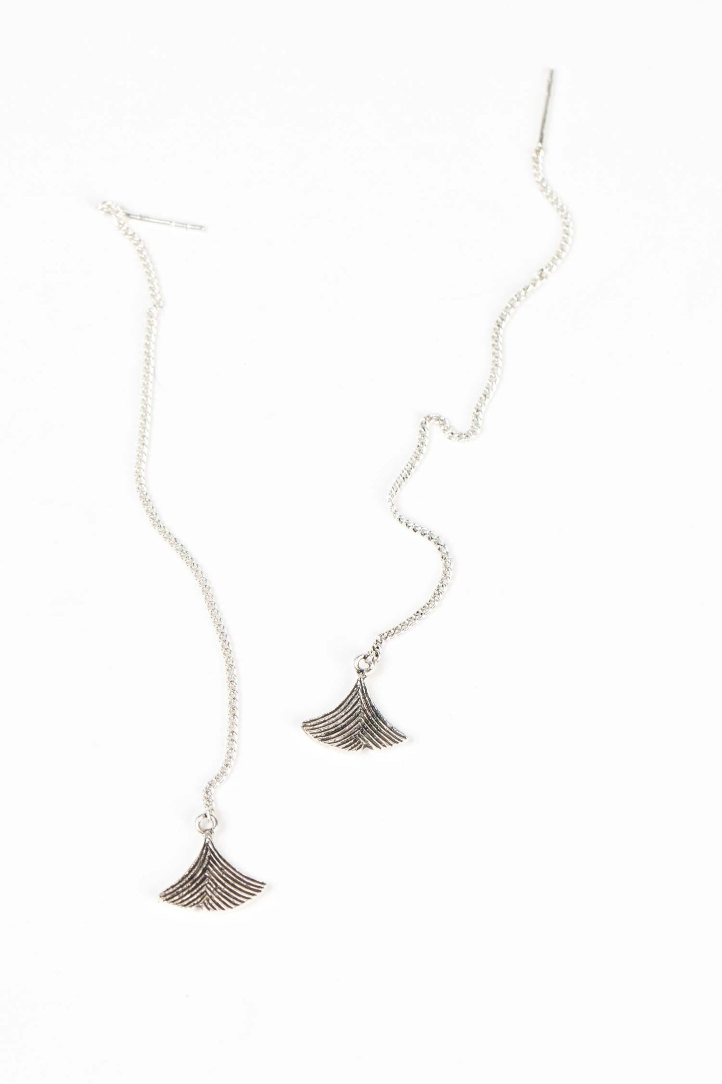 Earrings pull through ginkgo leaf strlg 4L silver