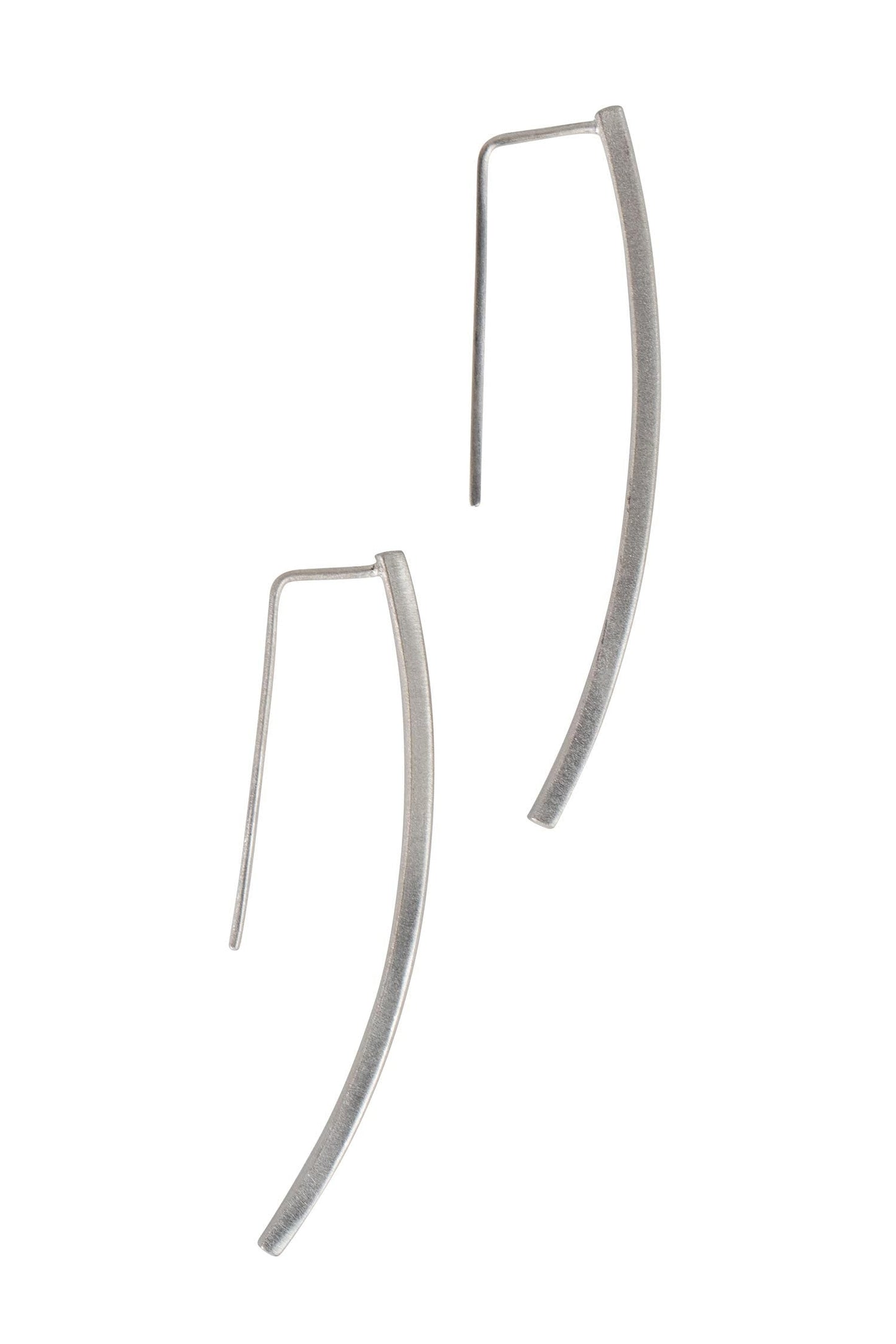Earrings pull thru long curved bar brass 2L silver