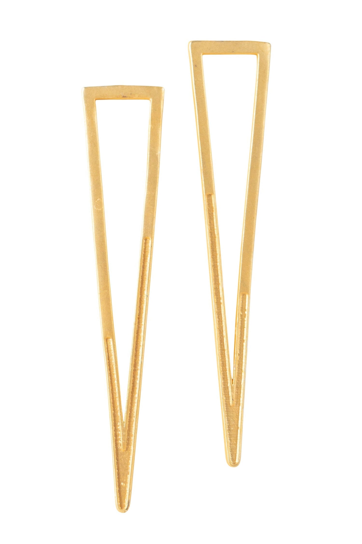 Earrings post open triangle brass 2.5L gold