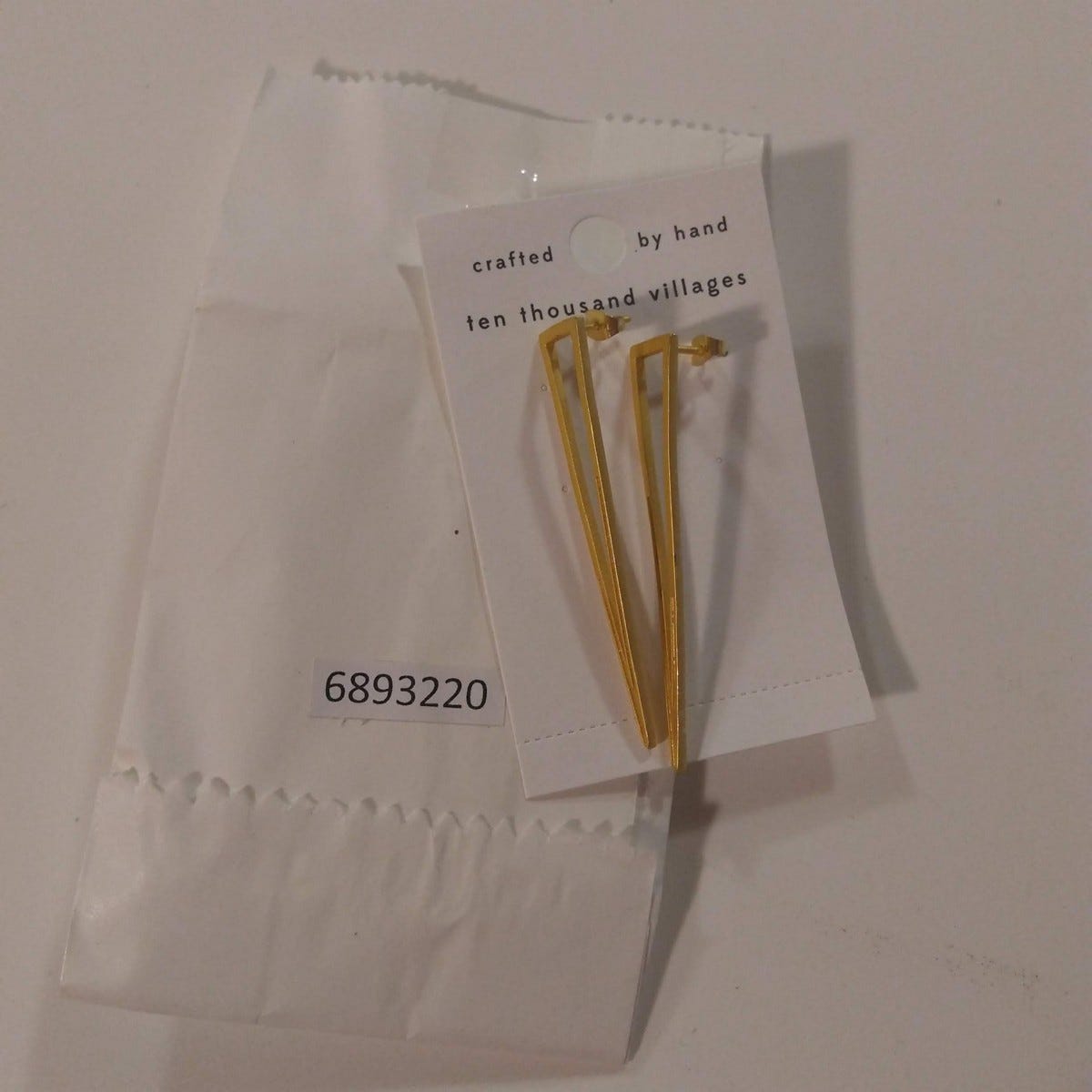 Earrings post open triangle brass 2.5L gold
