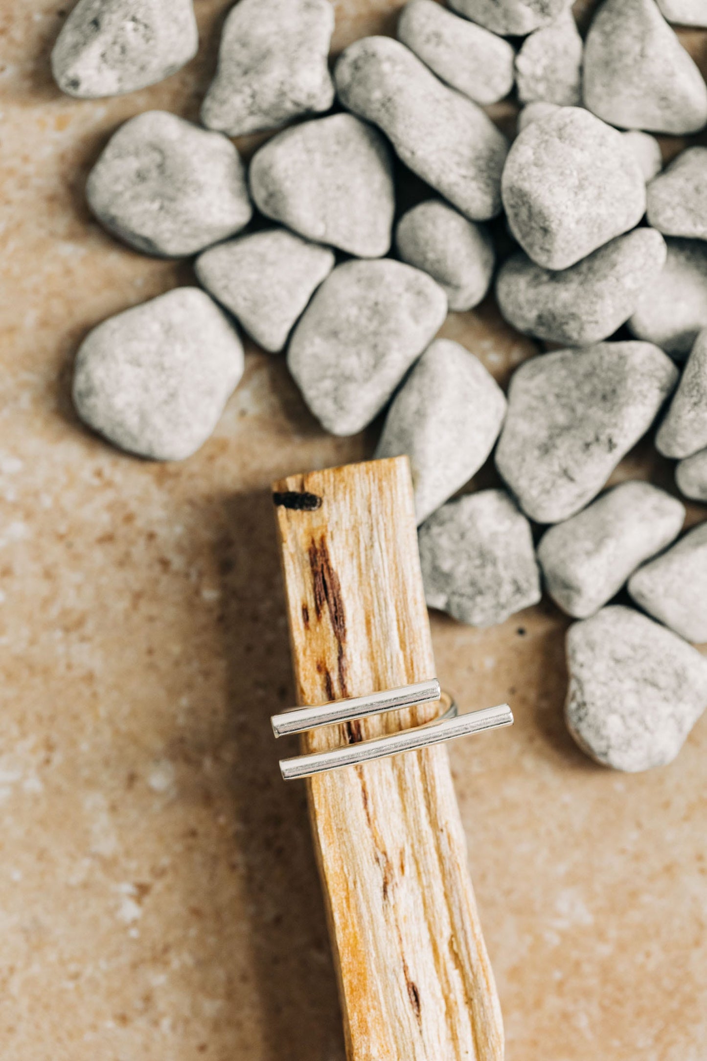 Ring cuff parallel bars brass silver